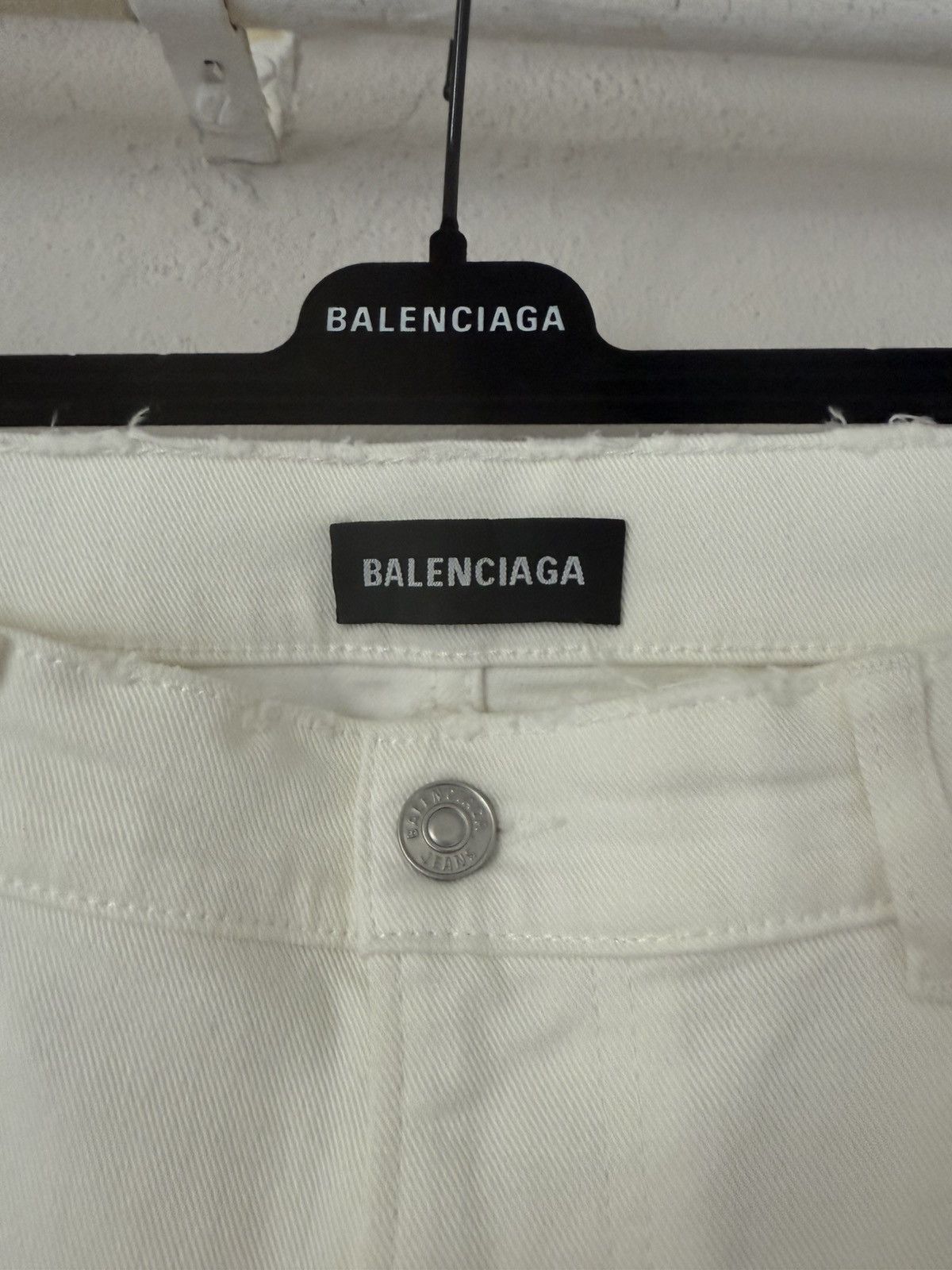 Balenciaga White Denim Jeans with Raw Hem Detail Size US 34 / EU 50 - 5 Thumbnail