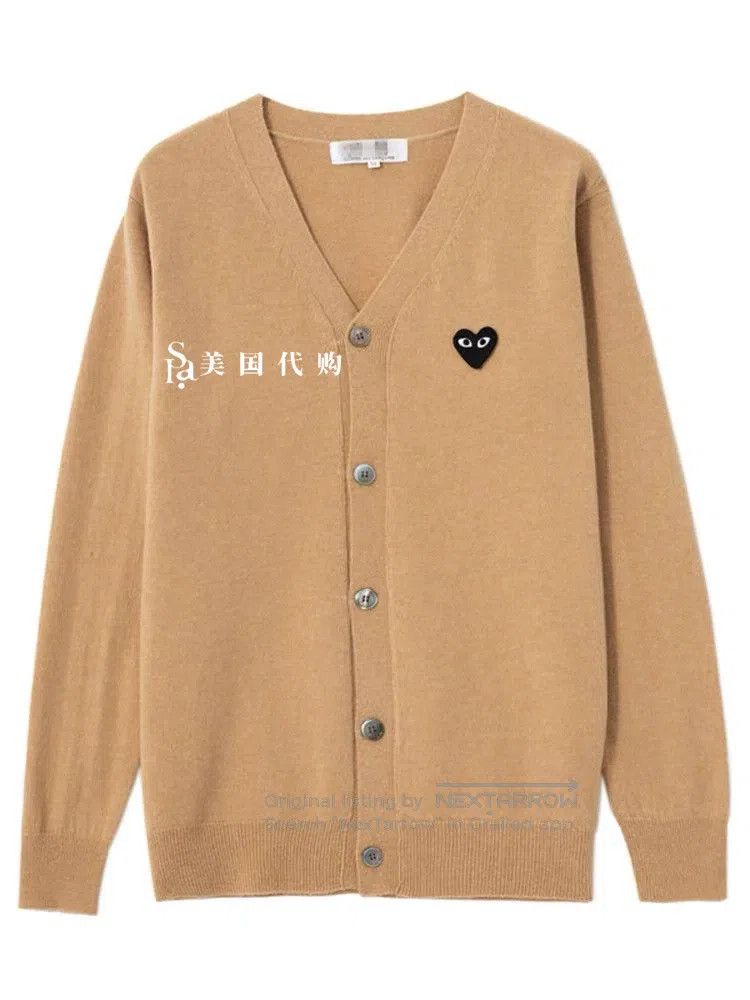 Comme des Garcons Comme Des Garcons Camel V-neck cardigan with small black h Size XXL / US 16-18 / IT 52-54 - 2 Thumbnail