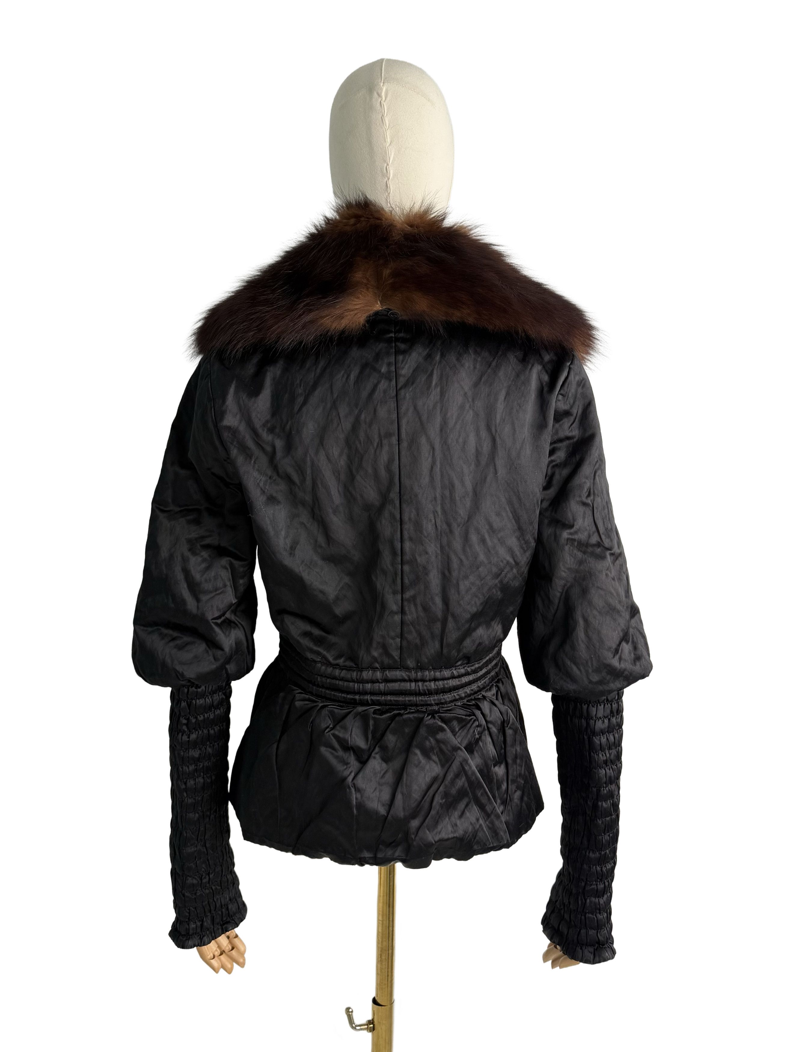 Vintage Vintage Jacket Real Fur Collar Ruched Sleeve Peplum Coat Size M / US 6-8 / IT 42-44 - 4 Thumbnail