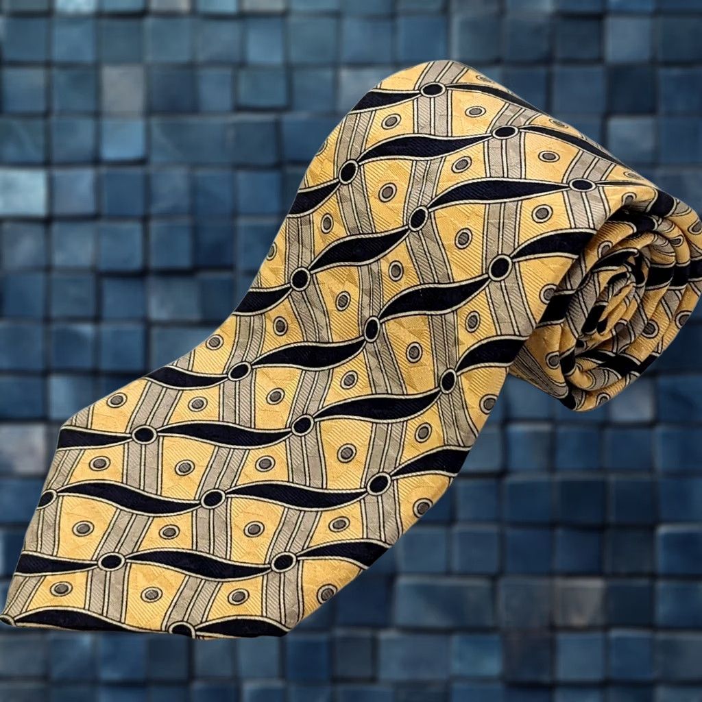 Robert Talbott Robert Talbott Best of Class Silk Necktie Geometric Black Gold 57" x 3.75" Silk青青草 Size ONE SIZE - 1 Thumbnail