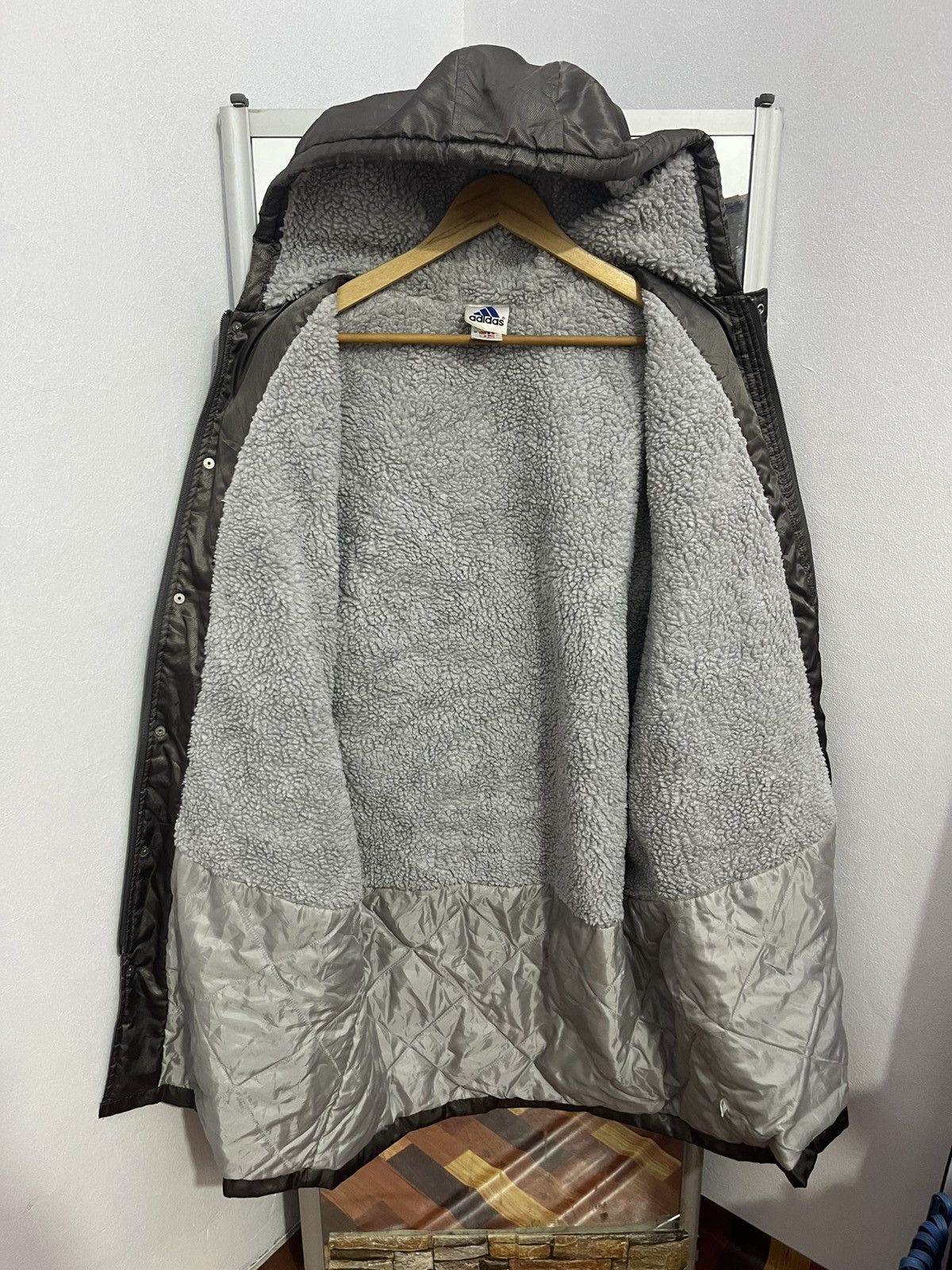Adidas Vintage Y2K Adidas Sherpa Lined Hooded Parka Coat Size US L / EU 52-54 / 3 - 8 Thumbnail