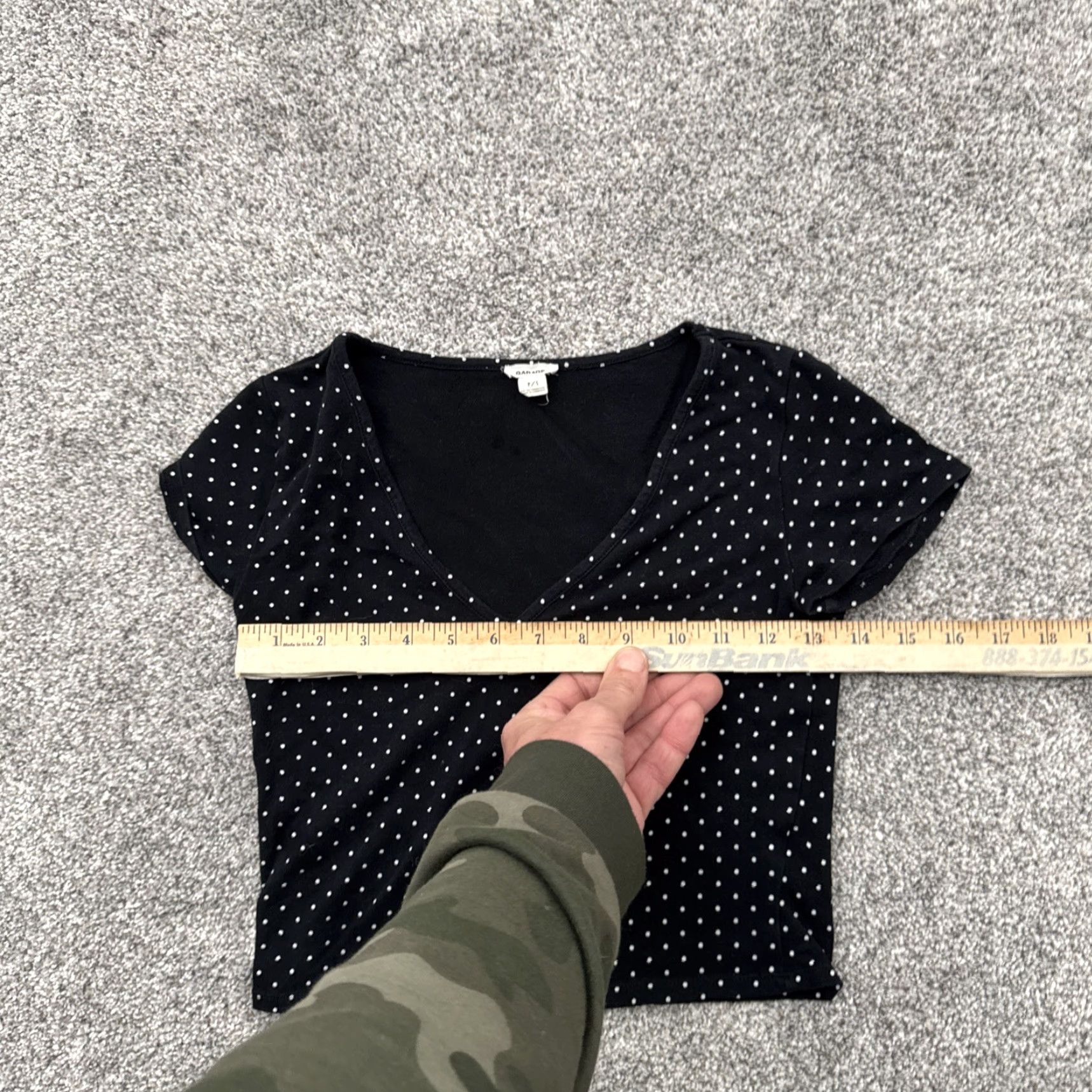 Garage Garage Cropped Top Women S Short Sleeve V-Neck Polka Dot Jersey T-Shirt Retro Y2K Edgy Grunge Minimalist City Outdoor 95% Cotton 5% Spandex Size S / US 4 / IT 40 - 3 Thumbnail