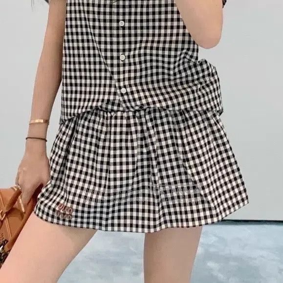 Miu Miu Miu Miu Green Check Mini Skirt i Size 37" - 7 Thumbnail