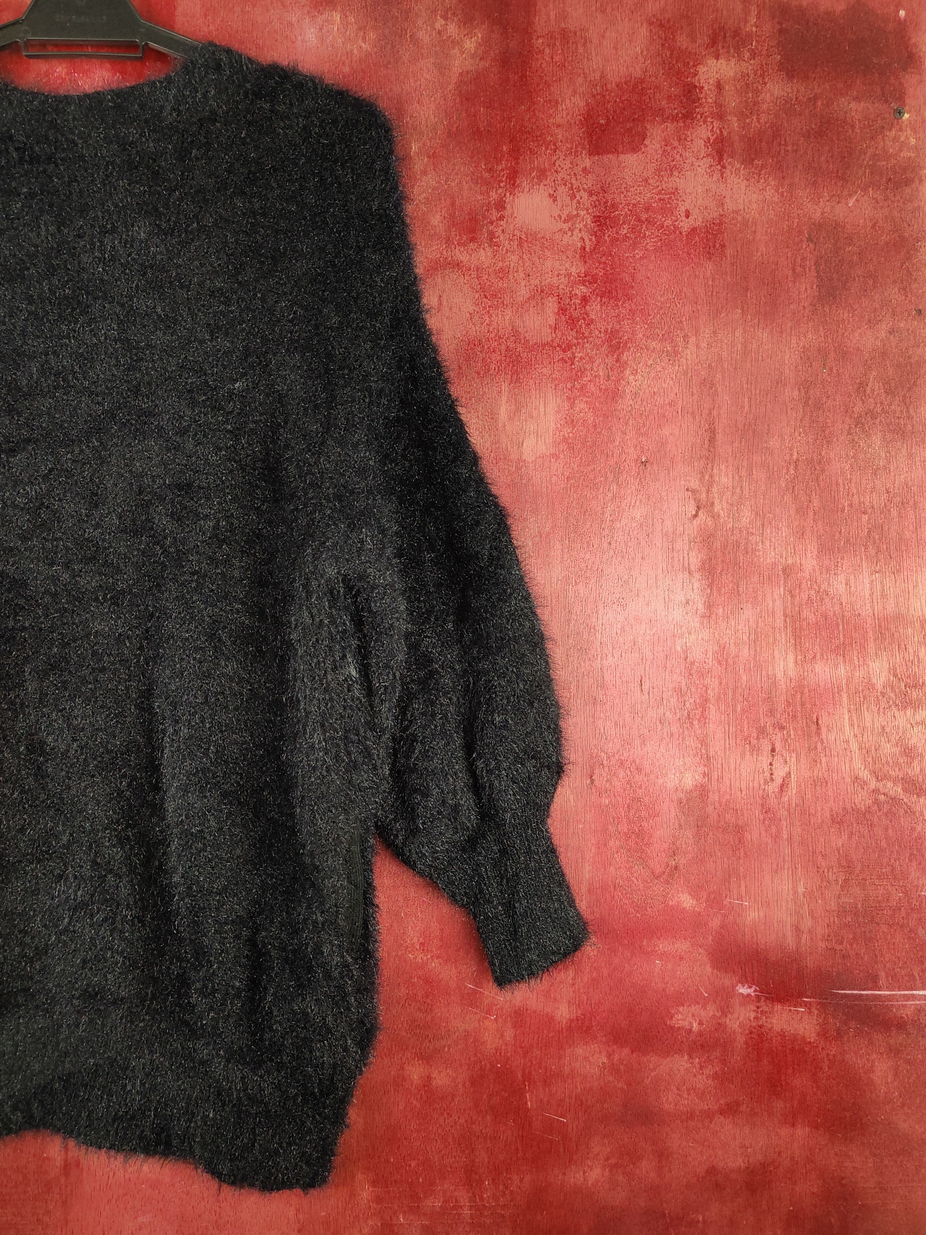 Aran Isles Knitwear GU Black Shag Shaggy Fur Mohair Knitwear Cardigan #S1904 Size L / US 10 / IT 46 - 8 Thumbnail