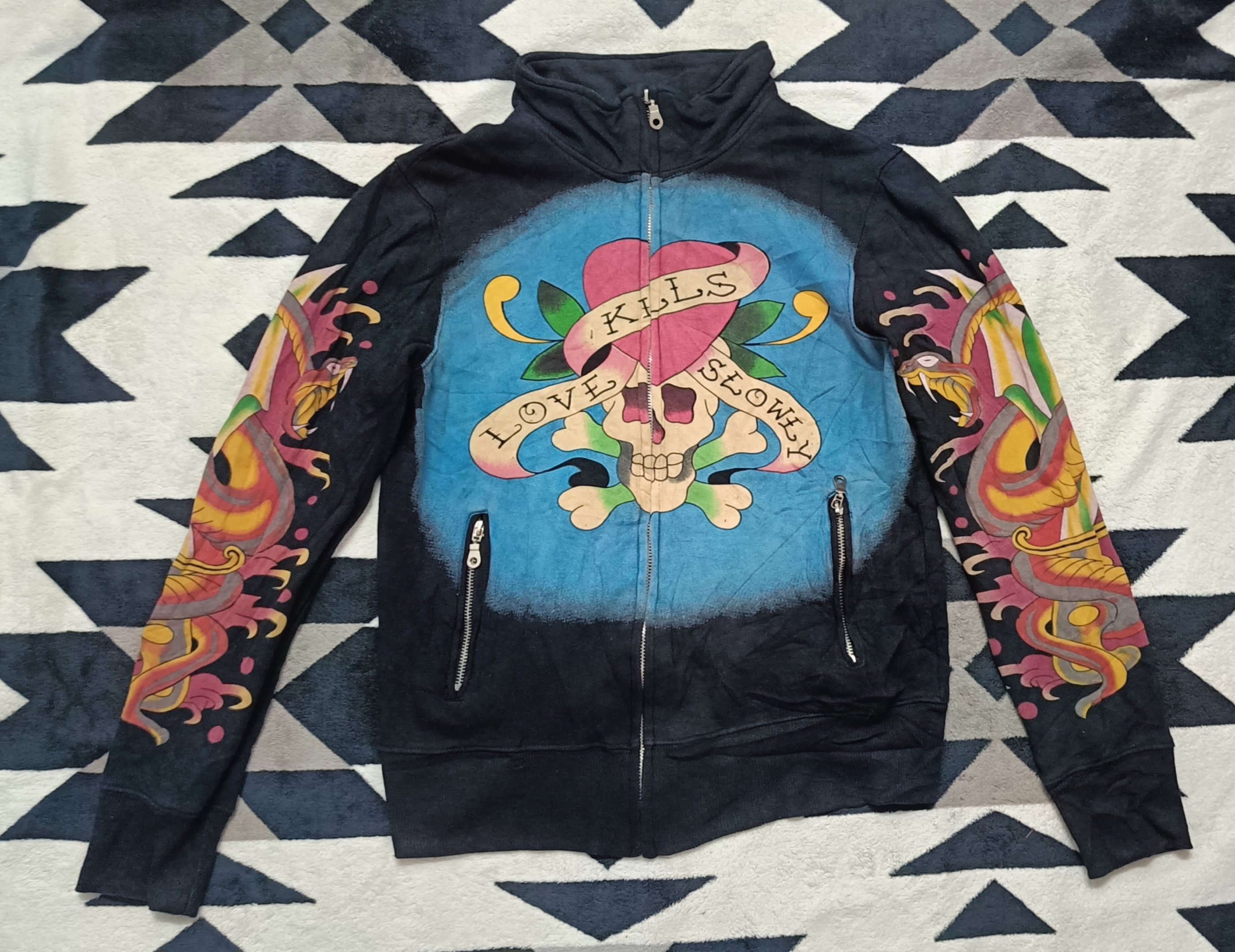 Ed Hardy 🔥🔥 Rare Vintage Ed Hardy All Over Print Zip Up Jacket Size US M / EU 48-50 / 2 - 3 Thumbnail