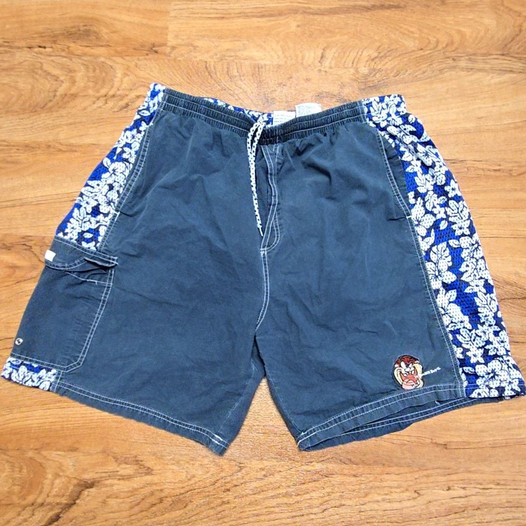 Vintage Vintage Looney Tunes Taz Swim Shorts Blue Cartoon L Size US 33 - 1 Thumbnail