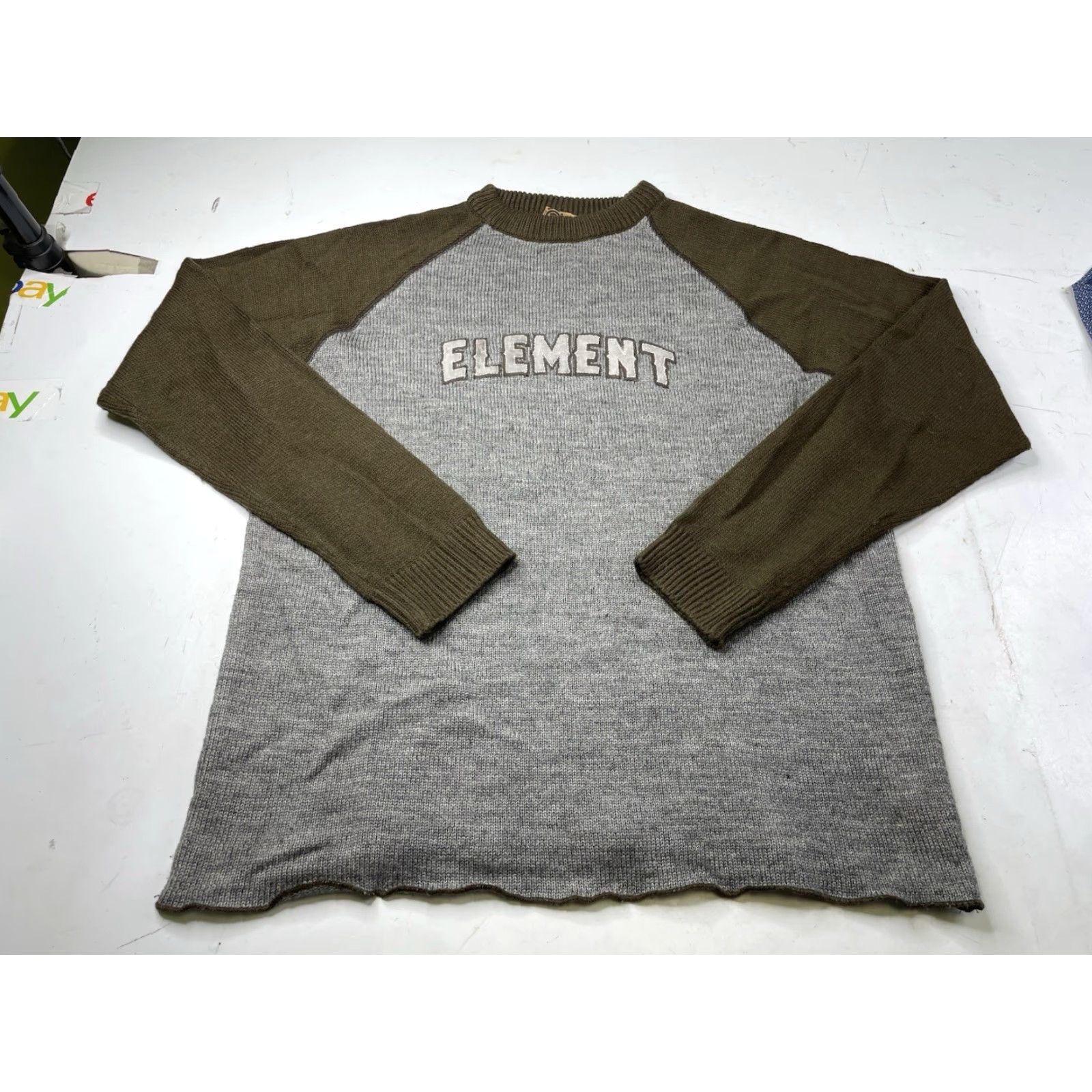 Element VINTAGE Element Sweater Mens XL Brown Gray Spell Out Logo Wool Knit Crew Y2K Skate Size US XL / EU 56 / 4 - 2 Thumbnail