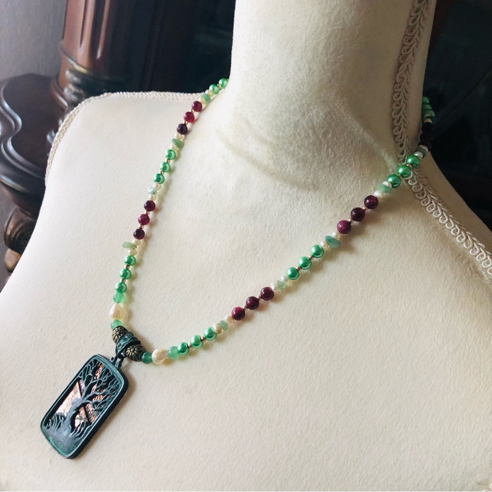 Handmade Handcrafted repurpose genuine stone pearl necklace Size ONE SIZE - 3 Thumbnail