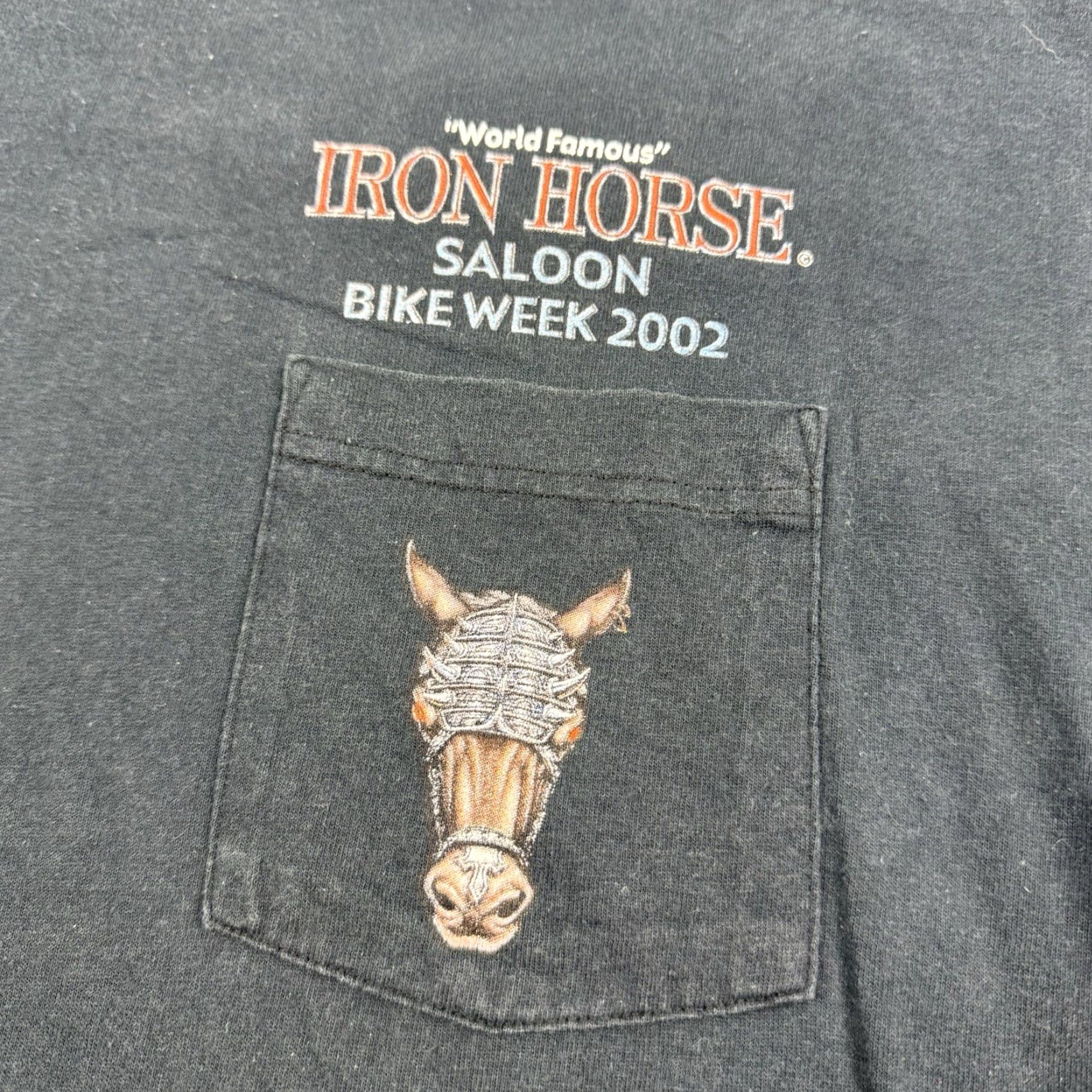 Anvil VINTAGE Iron Horse Saloon Shirt Adult Large Black Bike Week 2002 Y2K Metal Mens Size US L / EU 52-54 / 3 - 6 Thumbnail