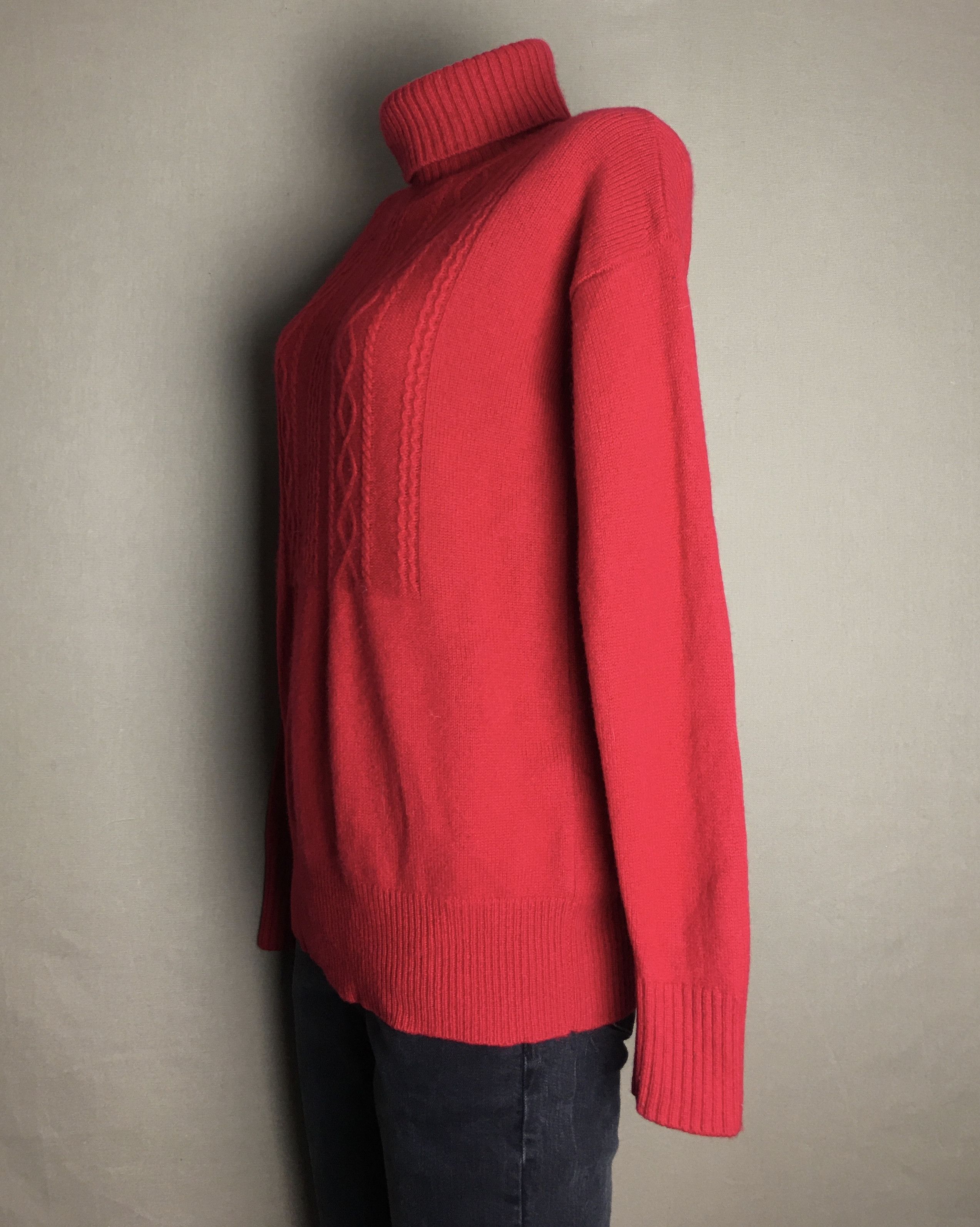 Designer Paul Costelloe Cashmere Red Turtle Neck Sweater Size S / US 4 / IT 40 - 3 Thumbnail