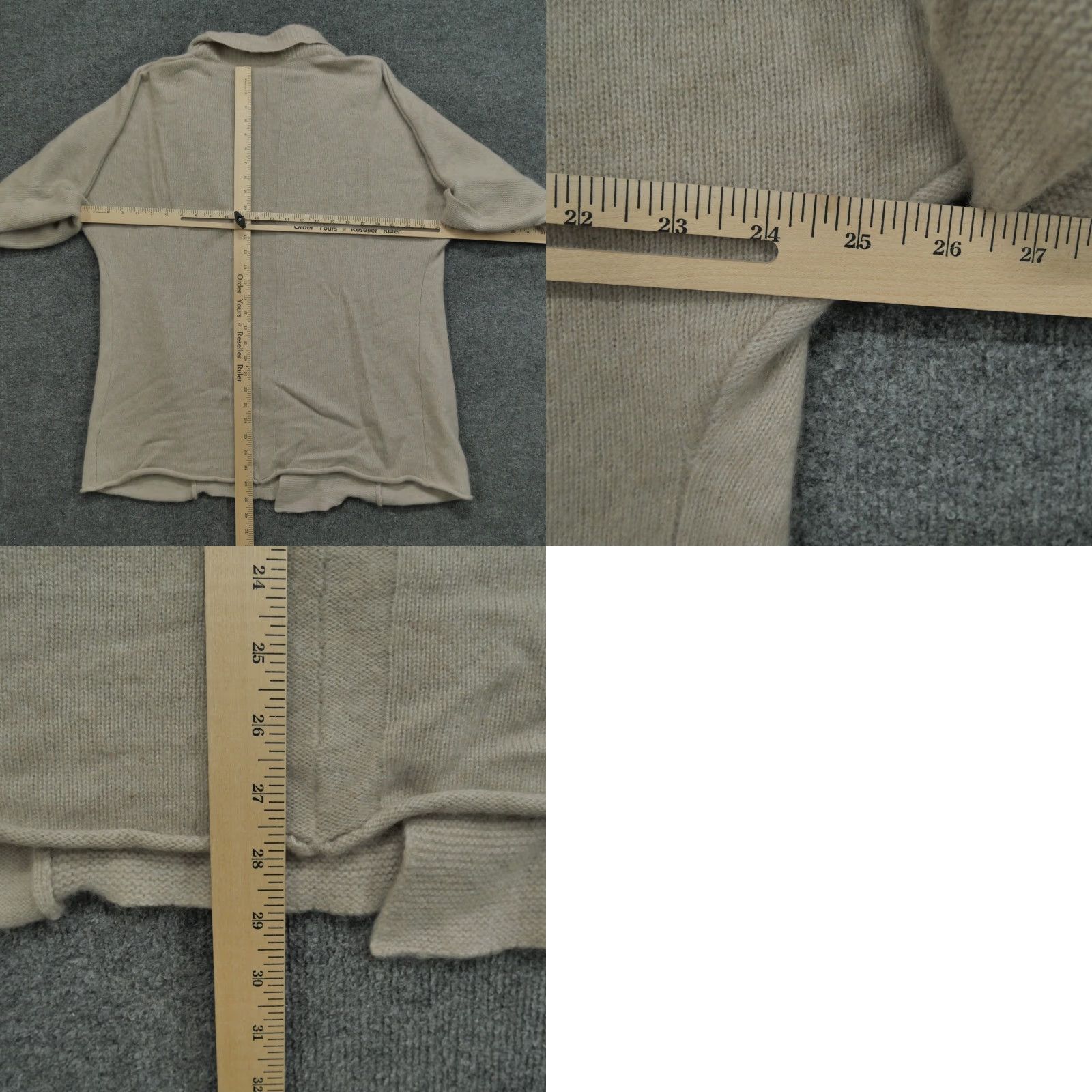 Vintage VINTAGE Tahari Cardigan Sweater Womens Medium Beige Cashmere Short Sleeve Turtleneck Knit Pullover Winter Classic Size M / US 6-8 / IT 42-44 - 8 Thumbnail