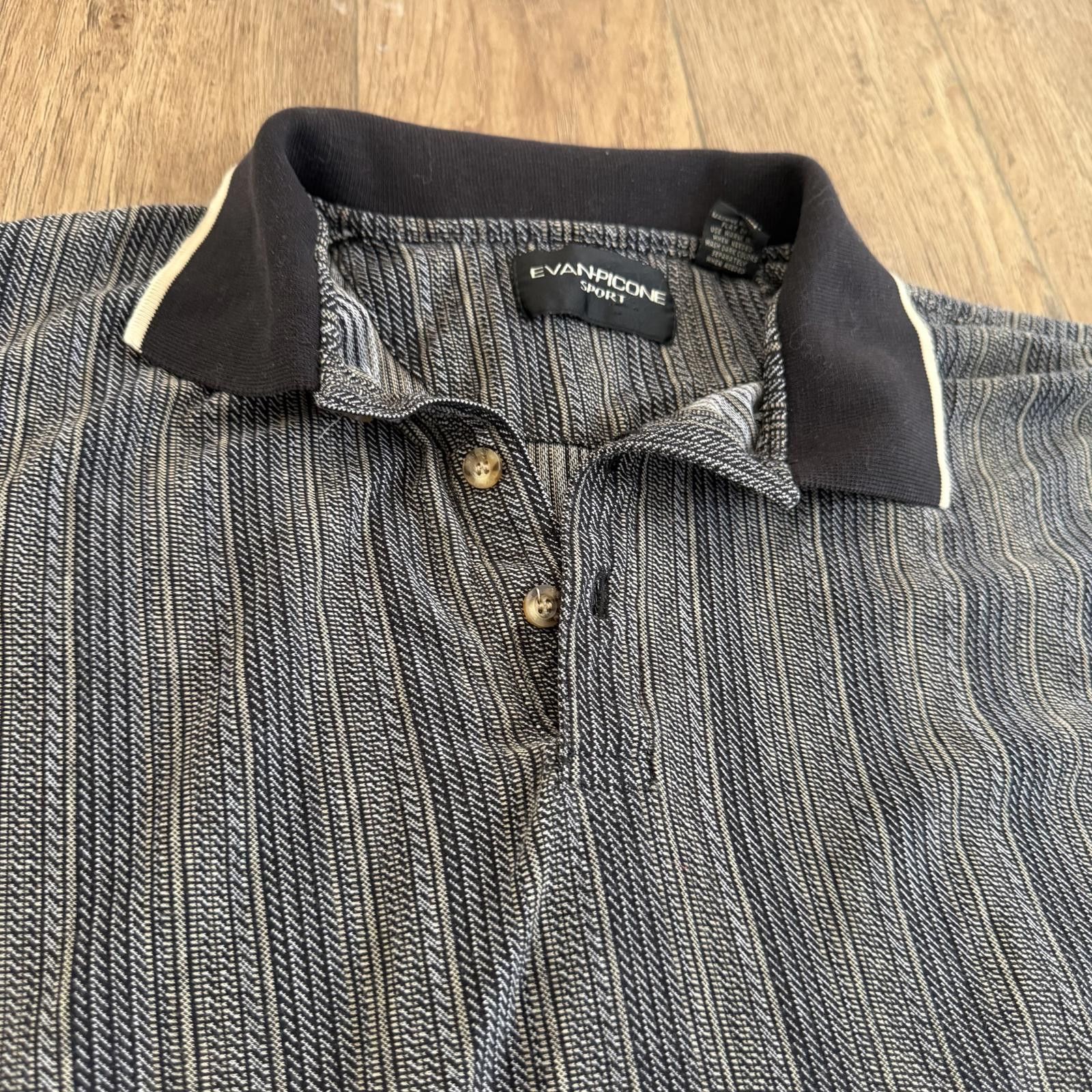 Evan Picone Vintage 90s Evan Picone Striped Polo Long Sleeve Preppy Size US XL / EU 56 / 4 - 3 Thumbnail