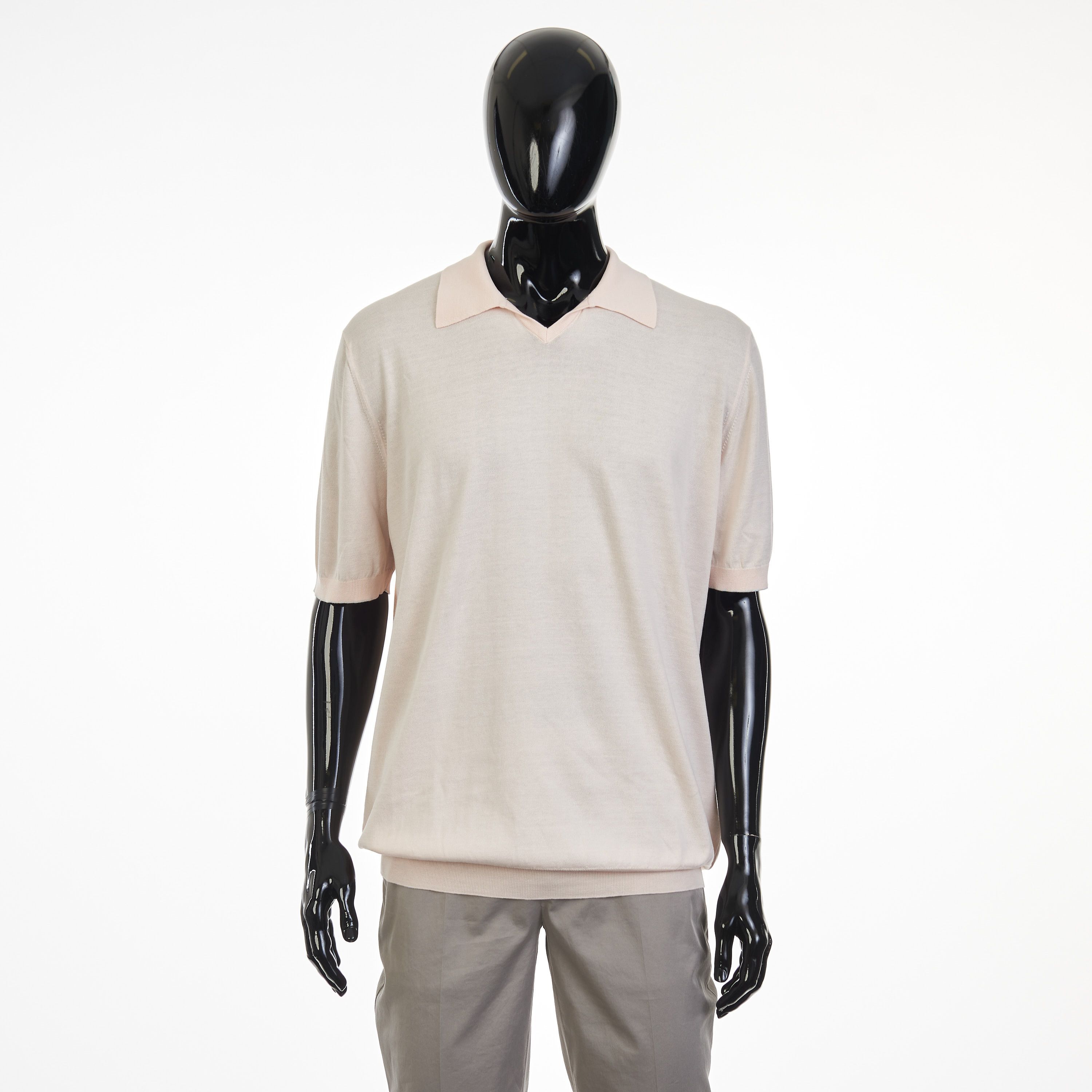 Brunello Cucinelli Light Pink Lightweight Cotton Knit Polo Shirt Size 58 Size US XXL / EU 58 / 5 - 1 Thumbnail