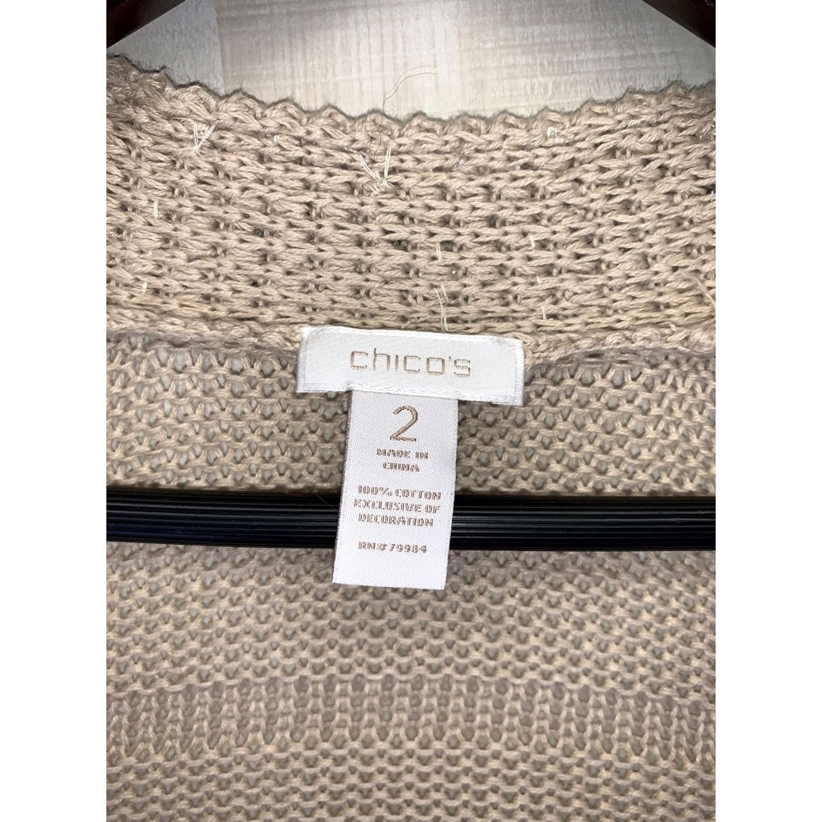 Vintage Chico’s Womens Beige Knit Open Front 3/4 Sleeve Beaded Cardigan Shirt Womens Cardigan Beige 3/4 Sleeve Beaded Chico’s Size L / US 10 / IT 46 - 2 Thumbnail