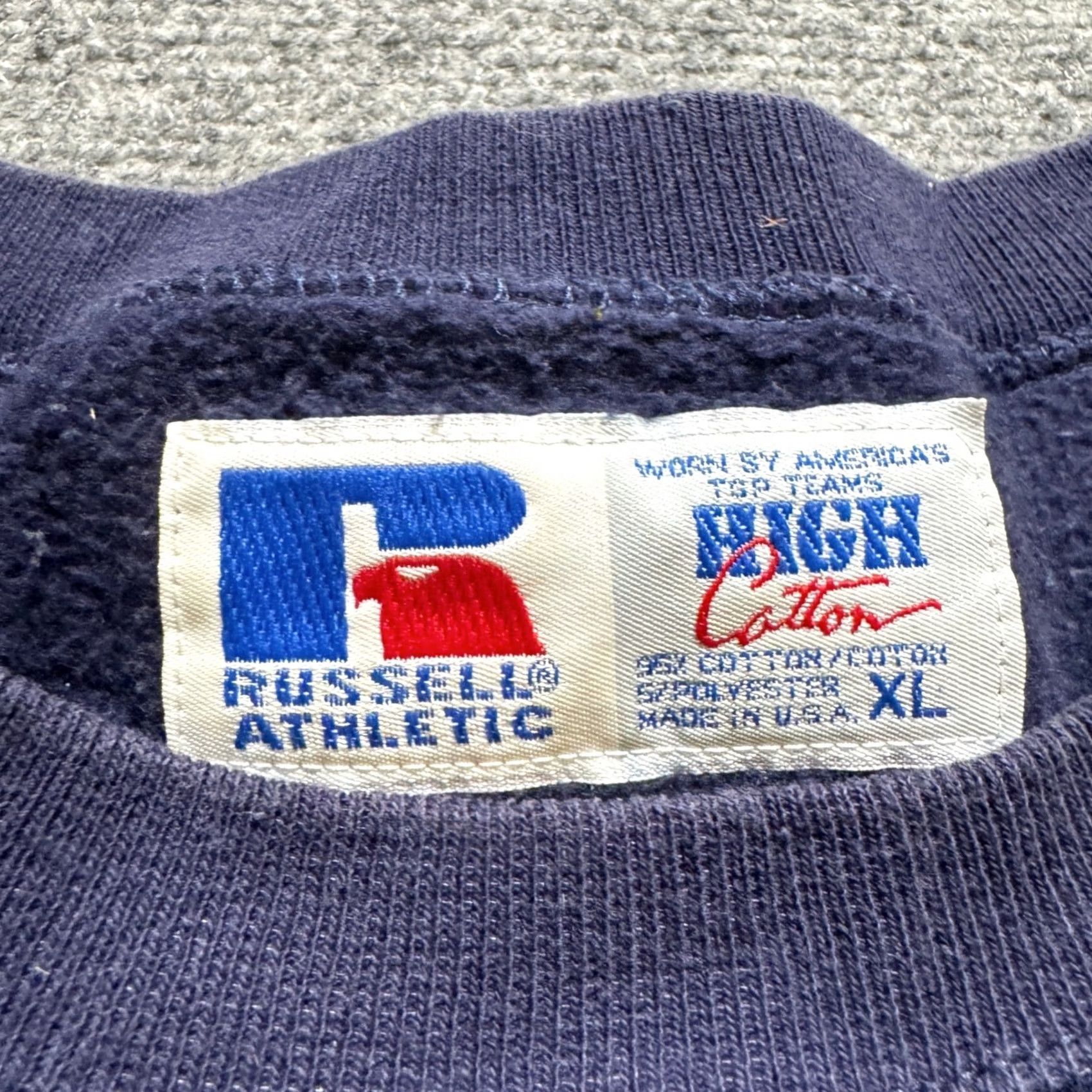 Vintage VINTAGE Russell Sweatshirt Pullover Heavyweight Navy Blue 90s Basketball Mens XL Size US XL / EU 56 / 4 - 4 Thumbnail