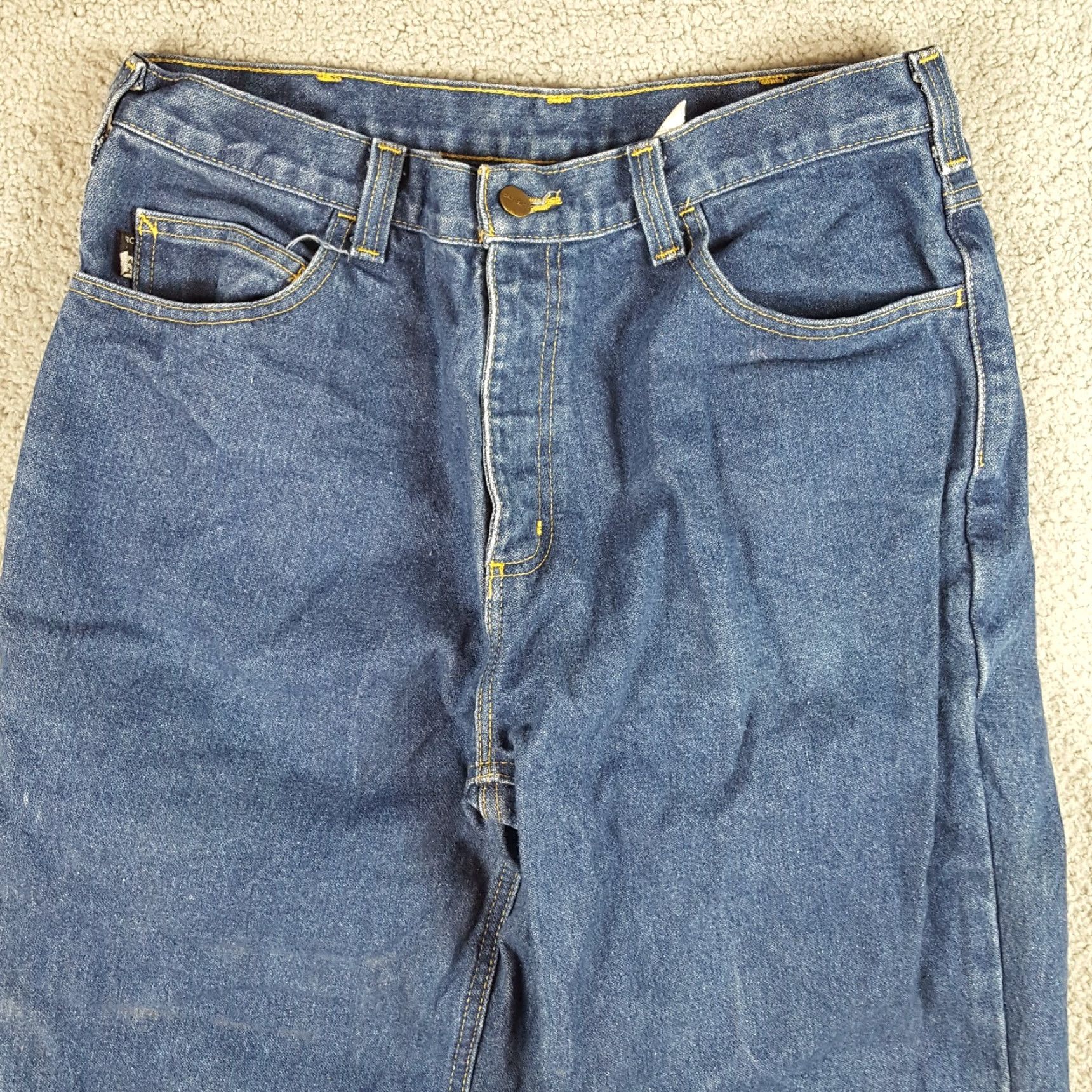 Carhartt VINTAGE Carhartt Flame-Resistant Work Jeans Denim Blue 34x30 Men 34x30 Blue Jeans 90s Workwear 5-Pocket Mens Size US 34 / EU 50 - 2 Thumbnail