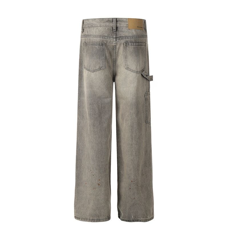 Vintage Retro washed distressed loose workwear men's flared jeans Size US 32 / EU 48 - 2 Thumbnail