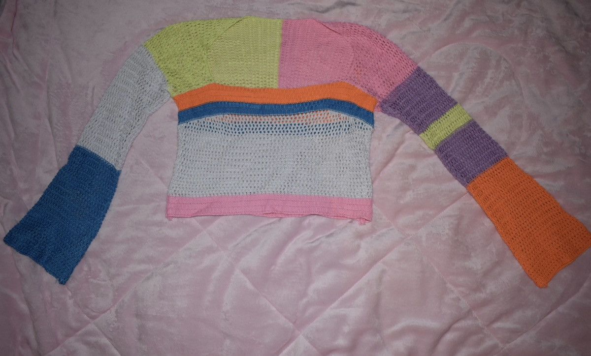 Other Viral Neon Rainbow Crocheted Bell Sleeve Crop Top Womens Size S / US 4 / IT 40 - 1 Thumbnail