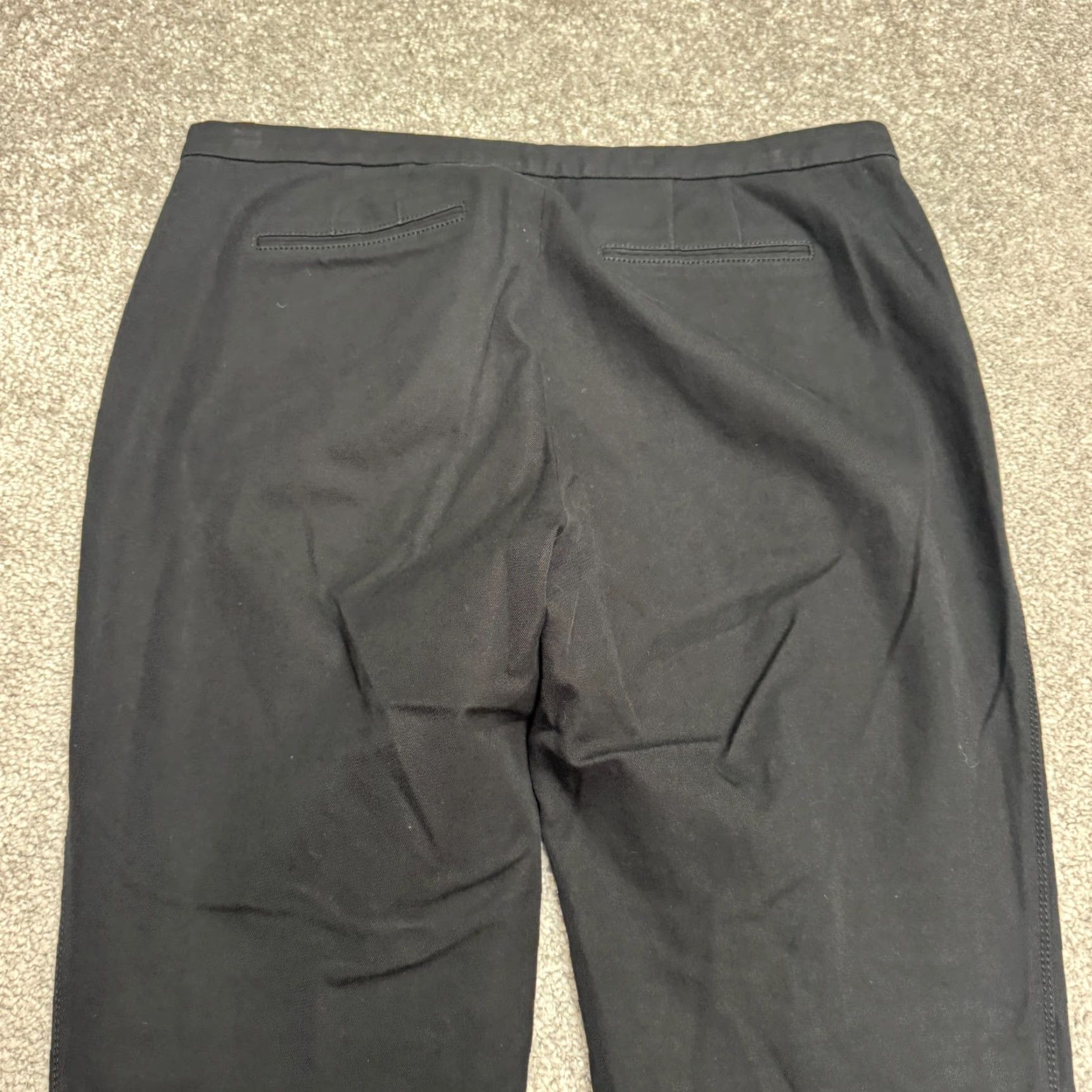 Elie Tahari Elie Tahari Cotton Mid Rise Trouser Pants Womens 6 Black Straight Leg Stretch Size 28" / US 6 / IT 42 - 4 Thumbnail