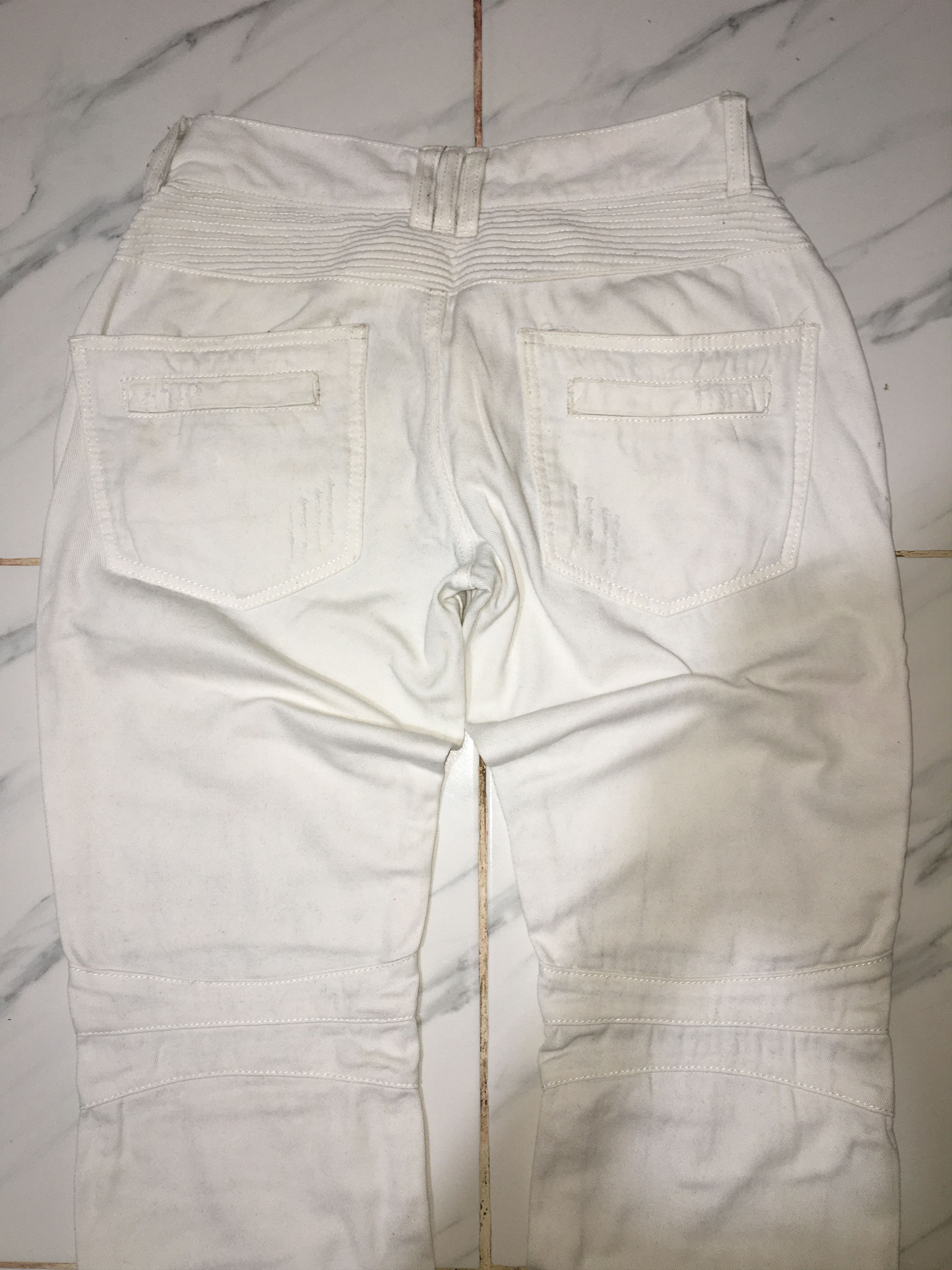 In The Attic In The Attic Biker White Denim Pants Size US 29 - 4 Thumbnail