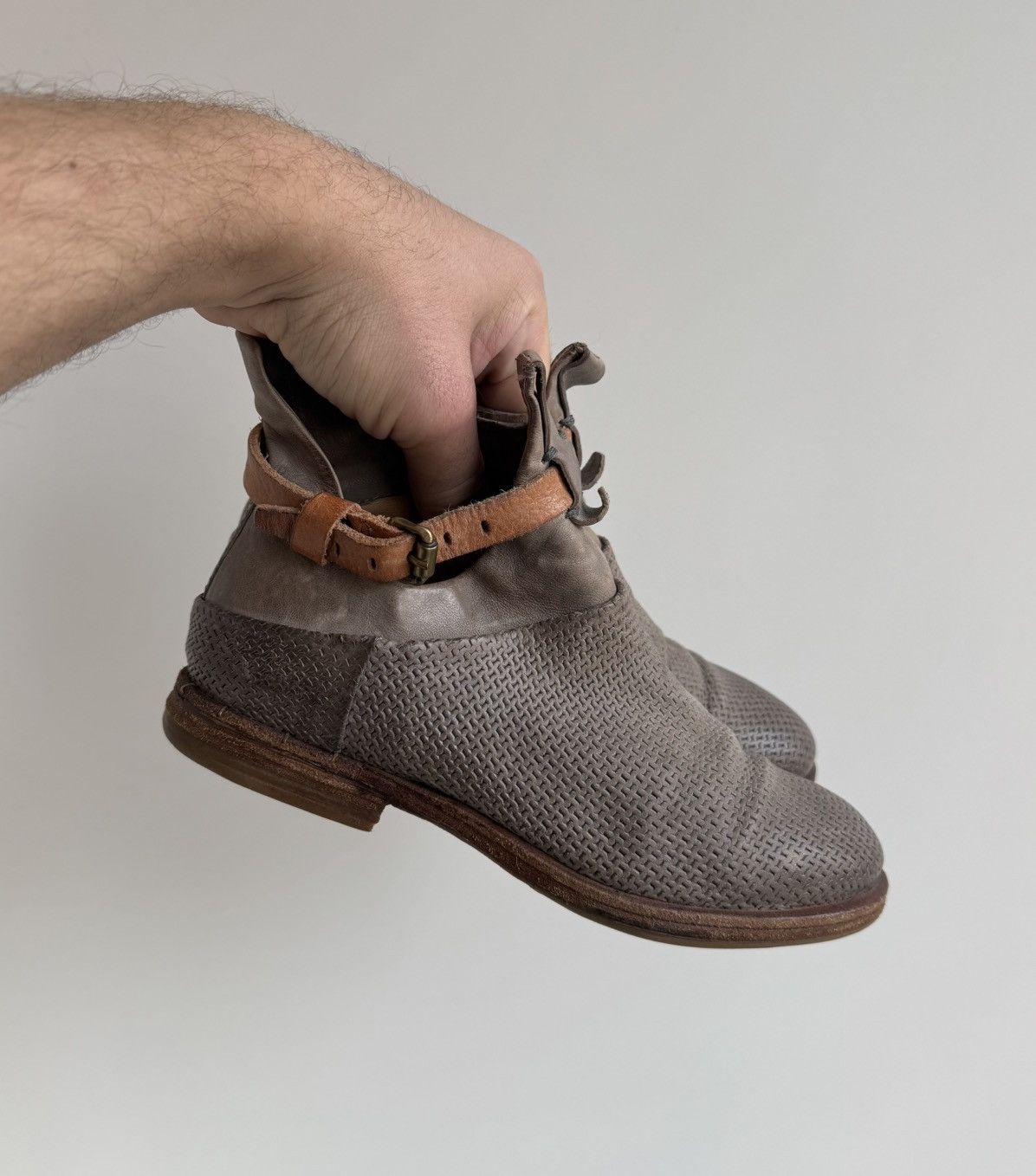 A.S.98 A.S. 98 Airstep Gray Leather Ankle Zipper Boots With Buckle Size US 6 / IT 36 - 2 Thumbnail