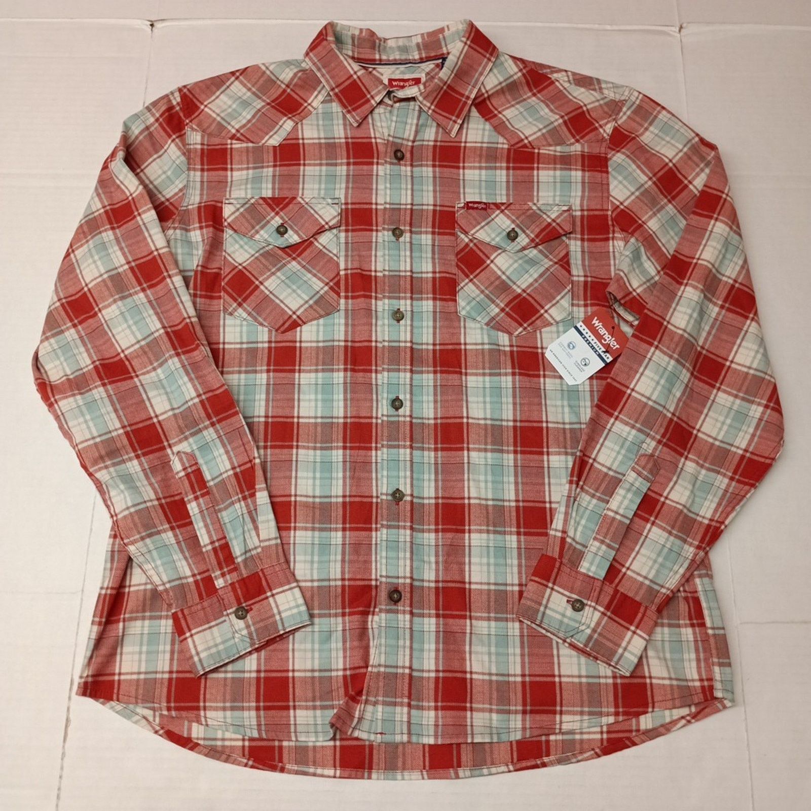 Wrangler Wrangler Cowboy Wash Shirt Men's Size L Large Red Teal Plaid Size US L / EU 52-54 / 3 - 1 Thumbnail