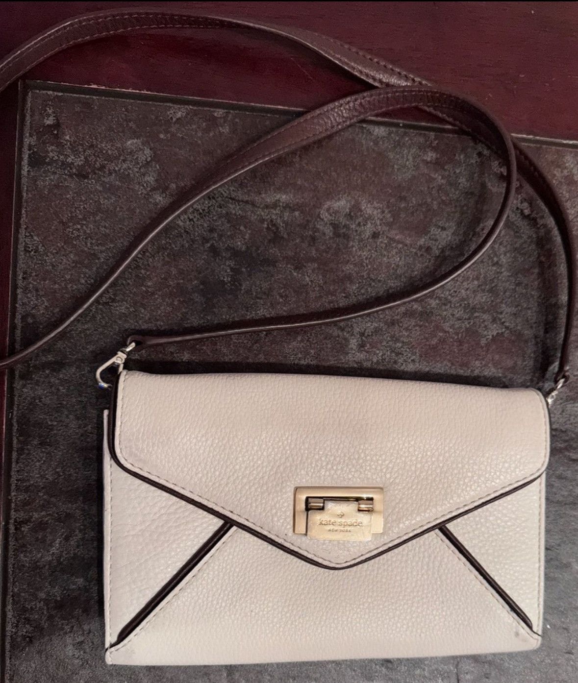 Kate Spade Kate Spade Beige and Brown Envelope Clutch Purse Size ONE SIZE - 1 Thumbnail