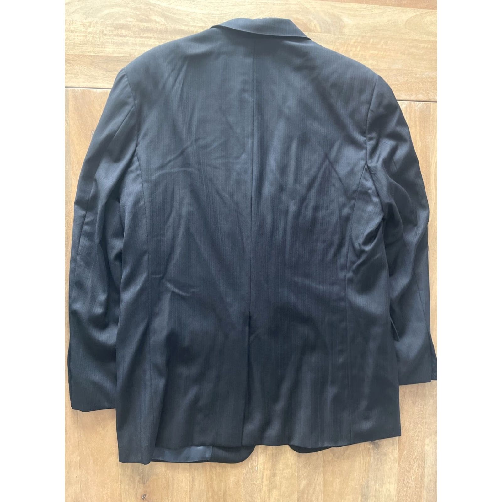 Loro Piana Hickey Freeman Blazer Men 42 Regular Wool Herringbone Two-Button Notch Lapel Long Single-Breasted Black 120s Tasmanian Loro Piana - 40? Size 42R - 2 Thumbnail