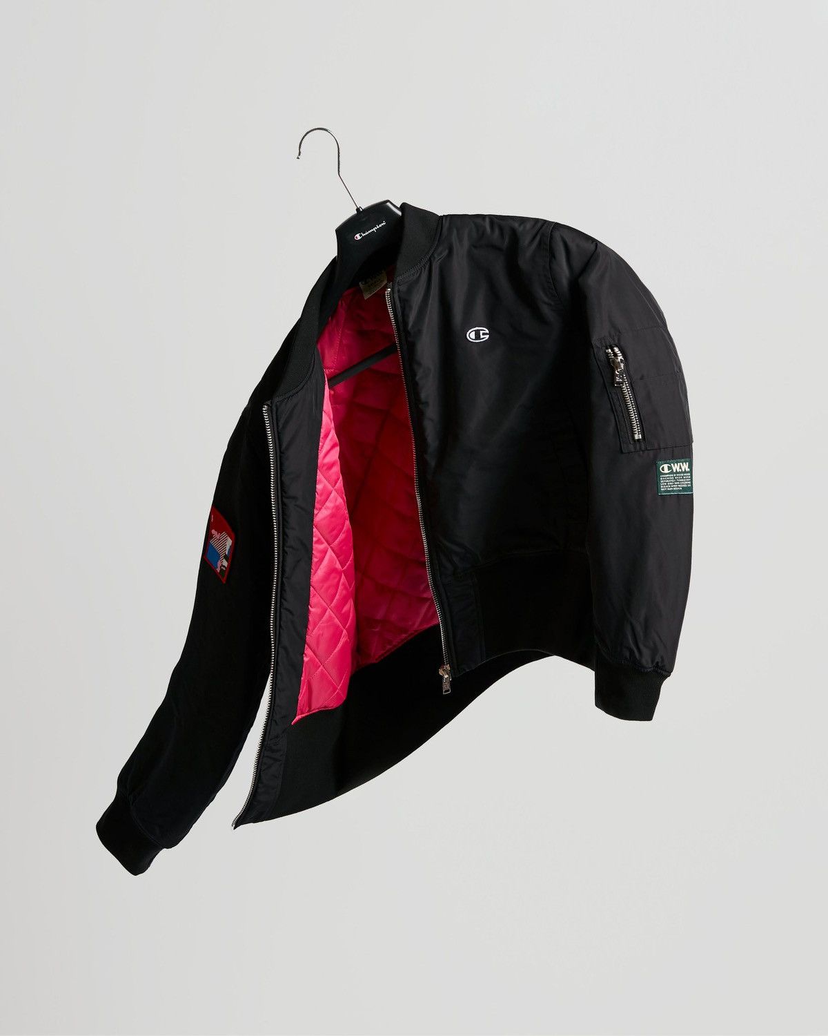 image of Champion x Wood Wood Danny Bomber Jacket in Black, Men's (Size Medium)