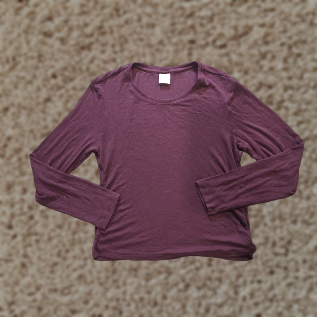 Athleta Athleta Top Womens L Purple Burgundy Ribbed Long Sleeve Casual Shirt Womens L Size L / US 10 / IT 46 - 1 Thumbnail