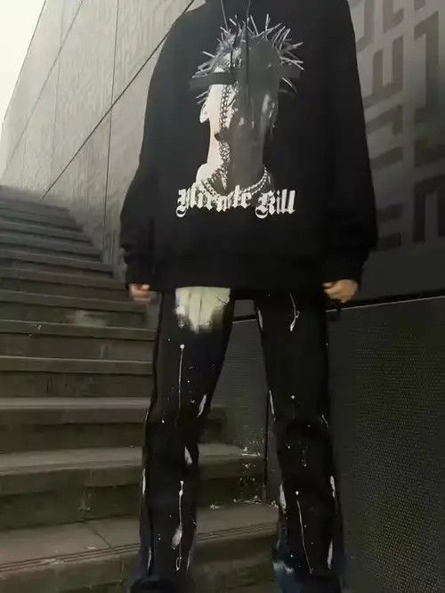 Other k Baggy Jeans Woman Graffiti Painting Vintage Size 25" / US 0 / IT 36 - 2 Thumbnail
