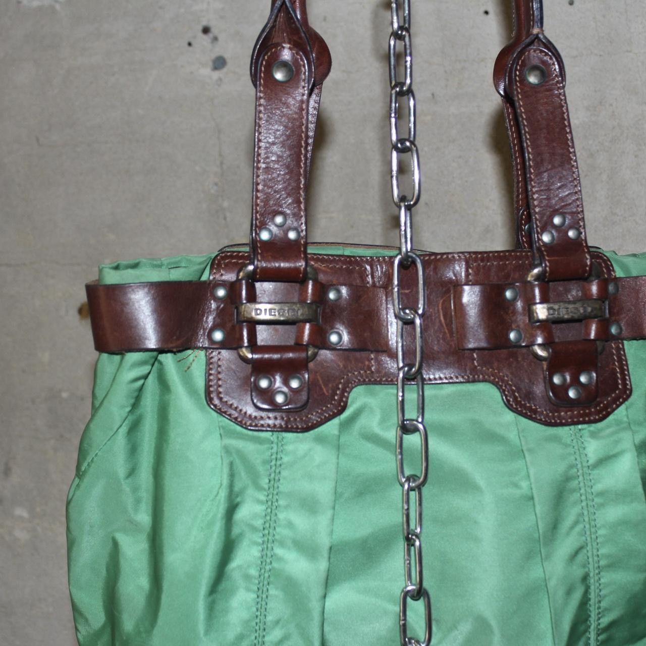 Diesel DIESEL 2000s Green Nylon Shoulder Bag Leather Straps Size ONE SIZE - 5 Thumbnail
