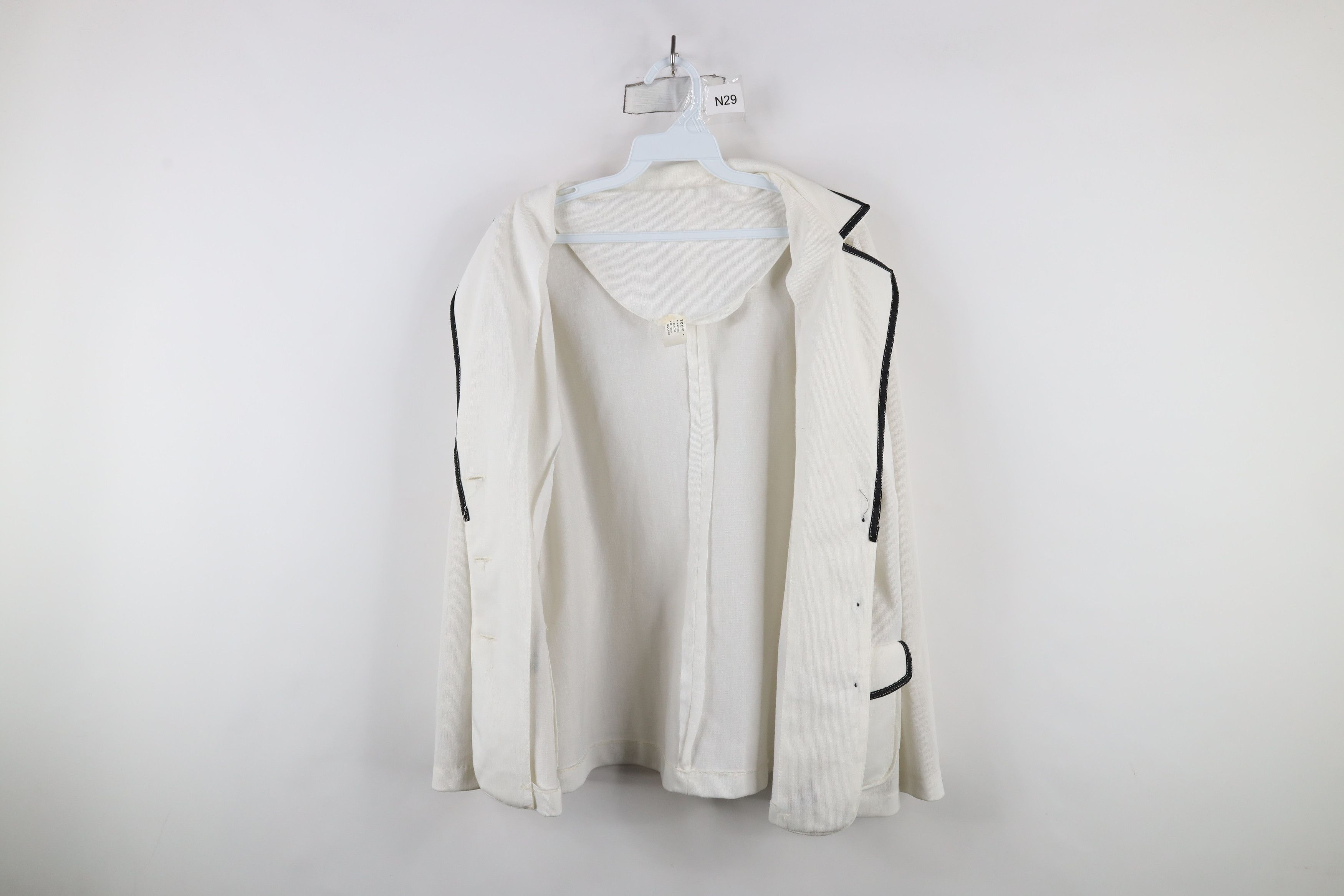 Vintage Vintage 70s Streetwear Ribbed Knit Blazer Jacket White USA Size L / US 10 / IT 46 - 8 Thumbnail