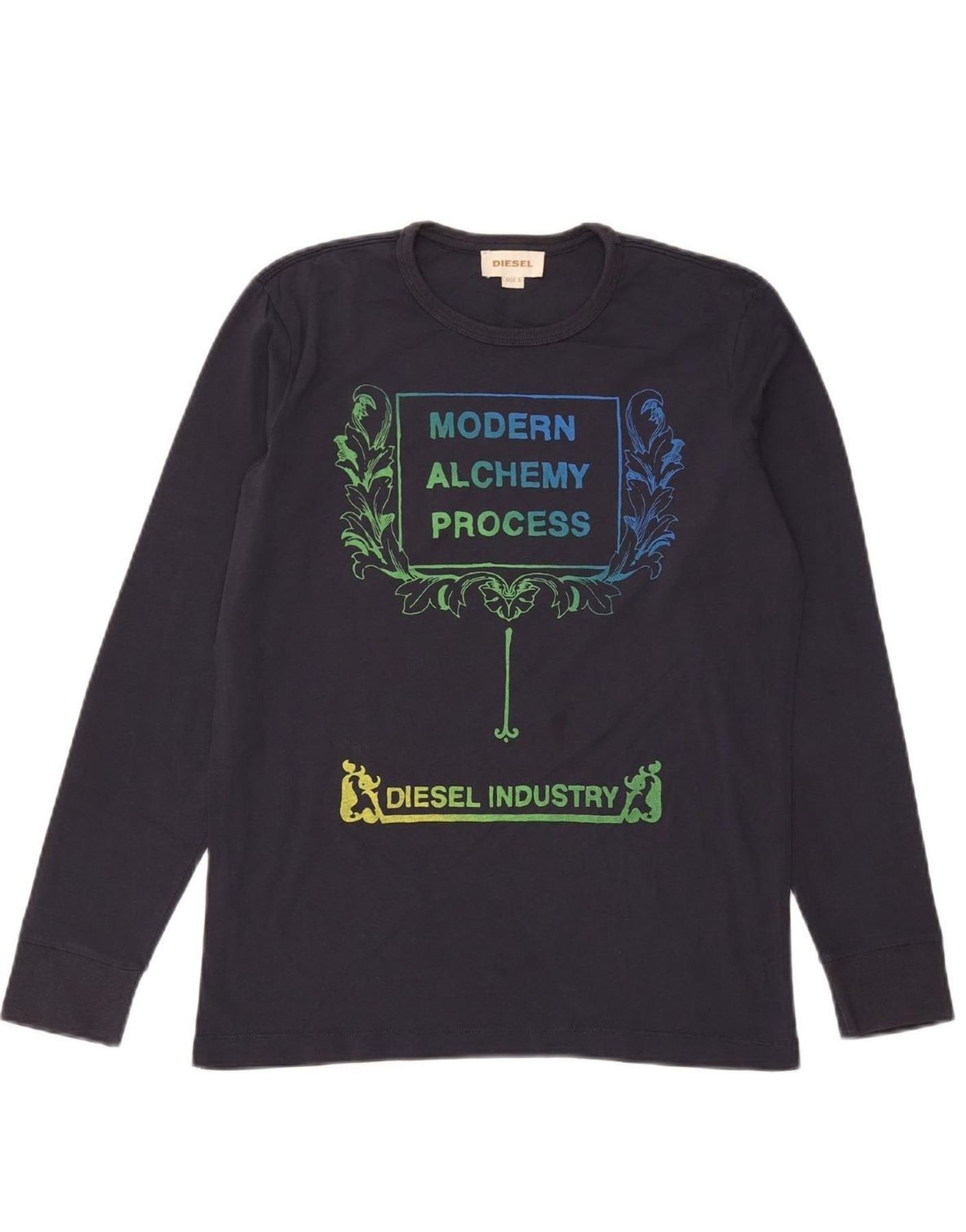 Diesel Mens Graphic Top Long Sleeve Small Navy Blue Cotton Size US S / EU 44-46 / 1 - 1 Thumbnail