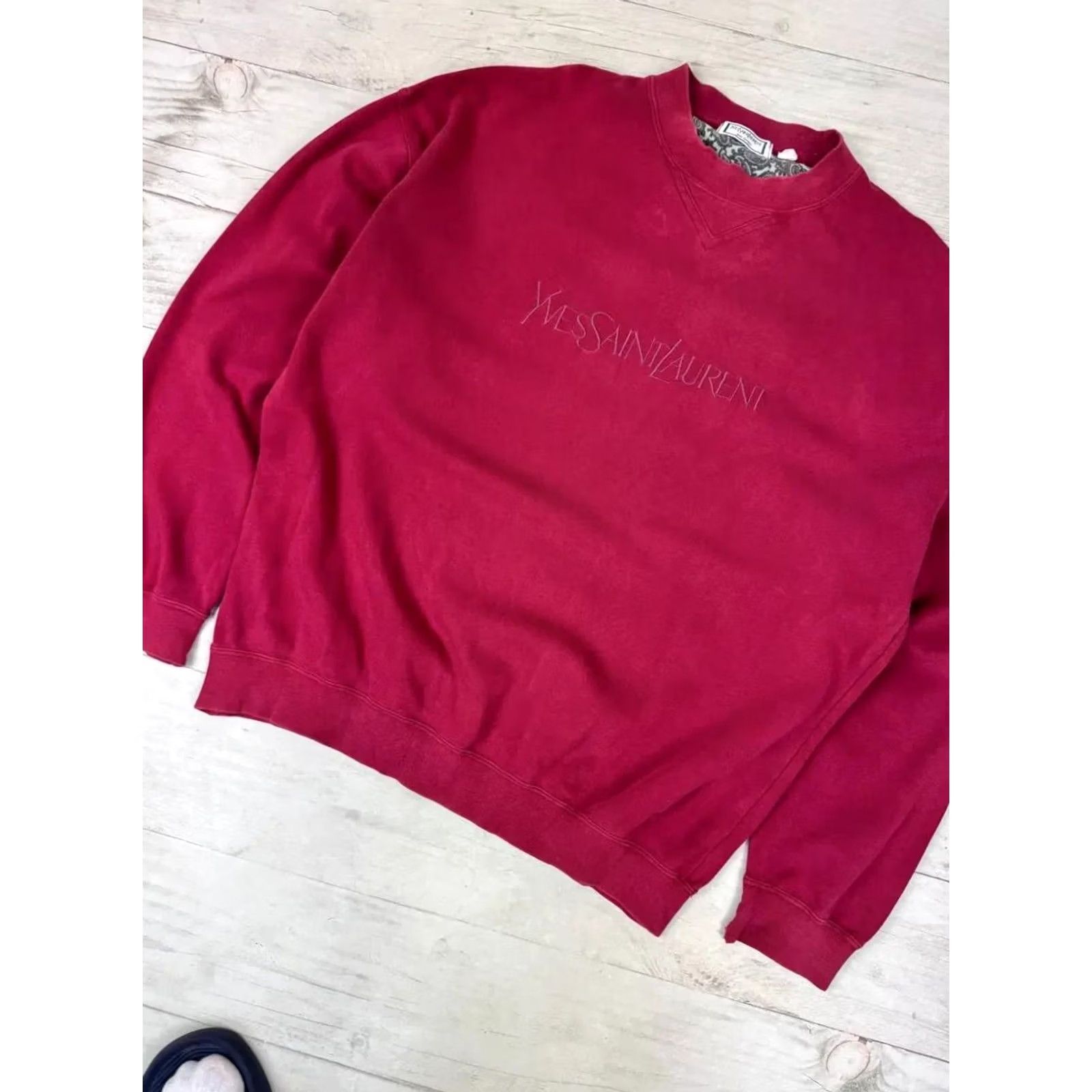 Yves Saint Laurent VINTAGE Saint Laurent Sweatshirt Big Logo 90s Men L Red Logo 90s Mens Sweatshirt Size US L / EU 52-54 / 3 - 3 Thumbnail