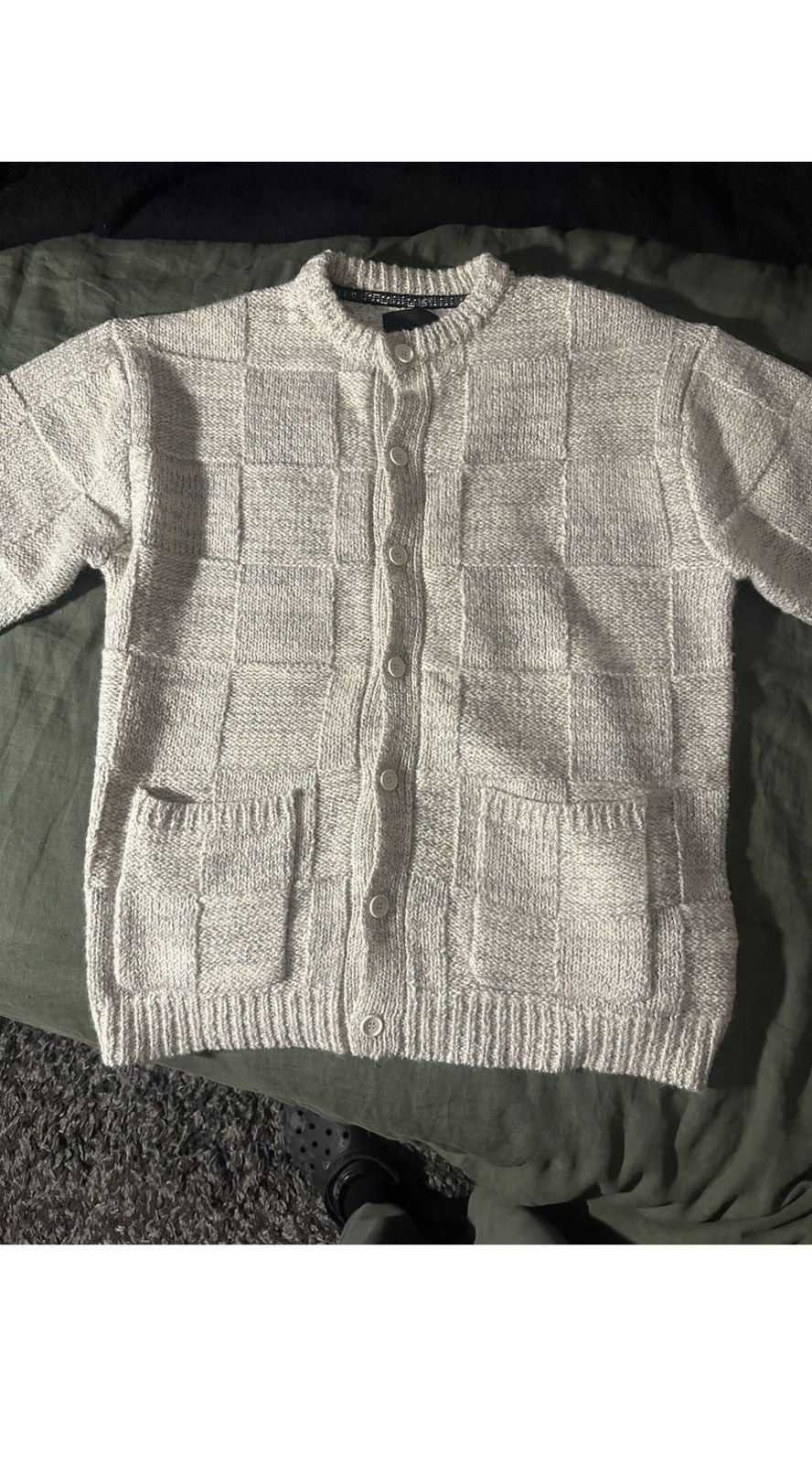 Number (N)ine Number (N)ine Men’s WOOL MIX PLAID CREWNECK KNIT CARDIGAN Size US L / EU 52-54 / 3 - 5 Thumbnail