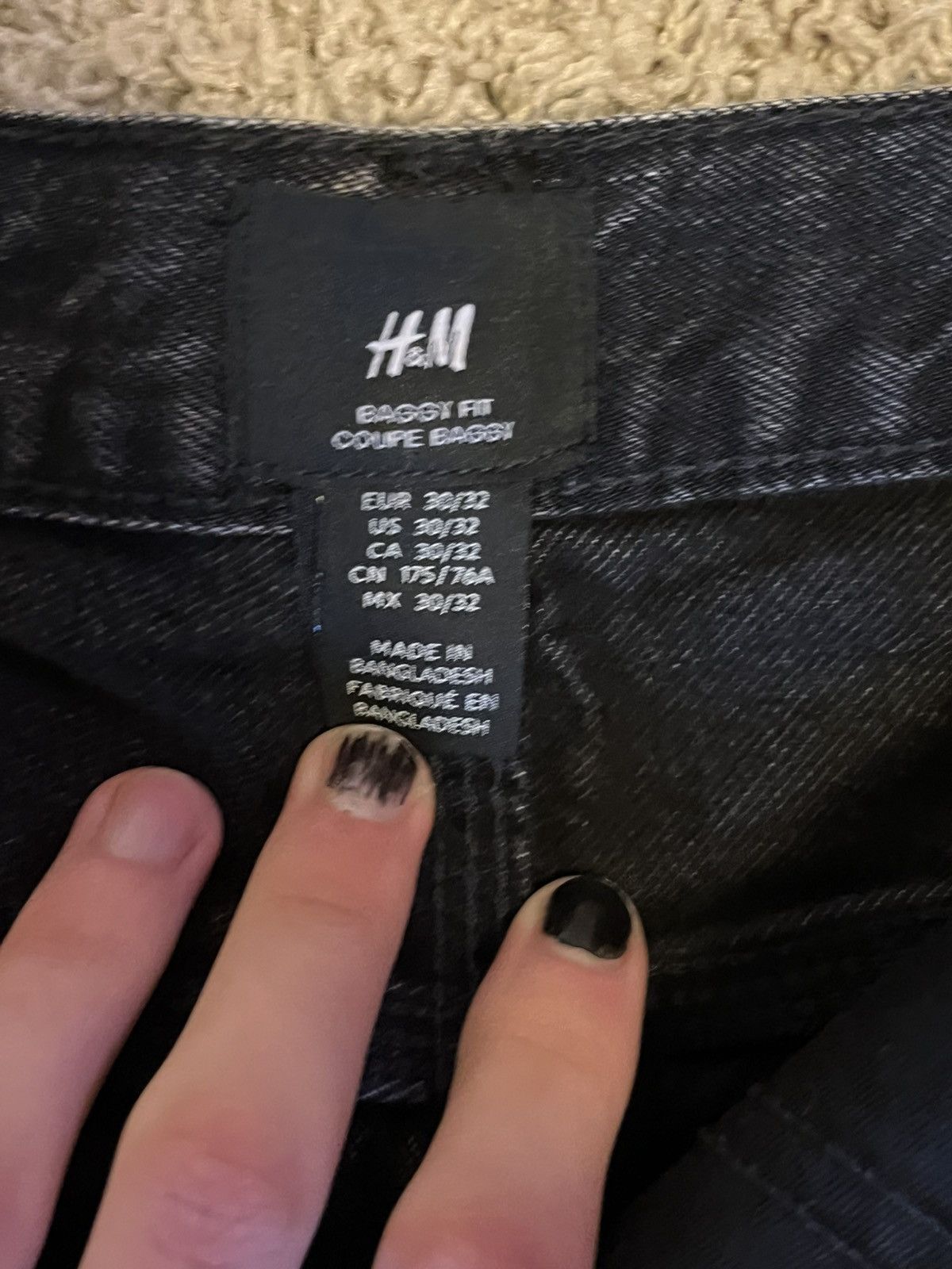 H&M H&M Black Baggy Cargo Denim Pants Size US 30 / EU 46 - 3 Thumbnail