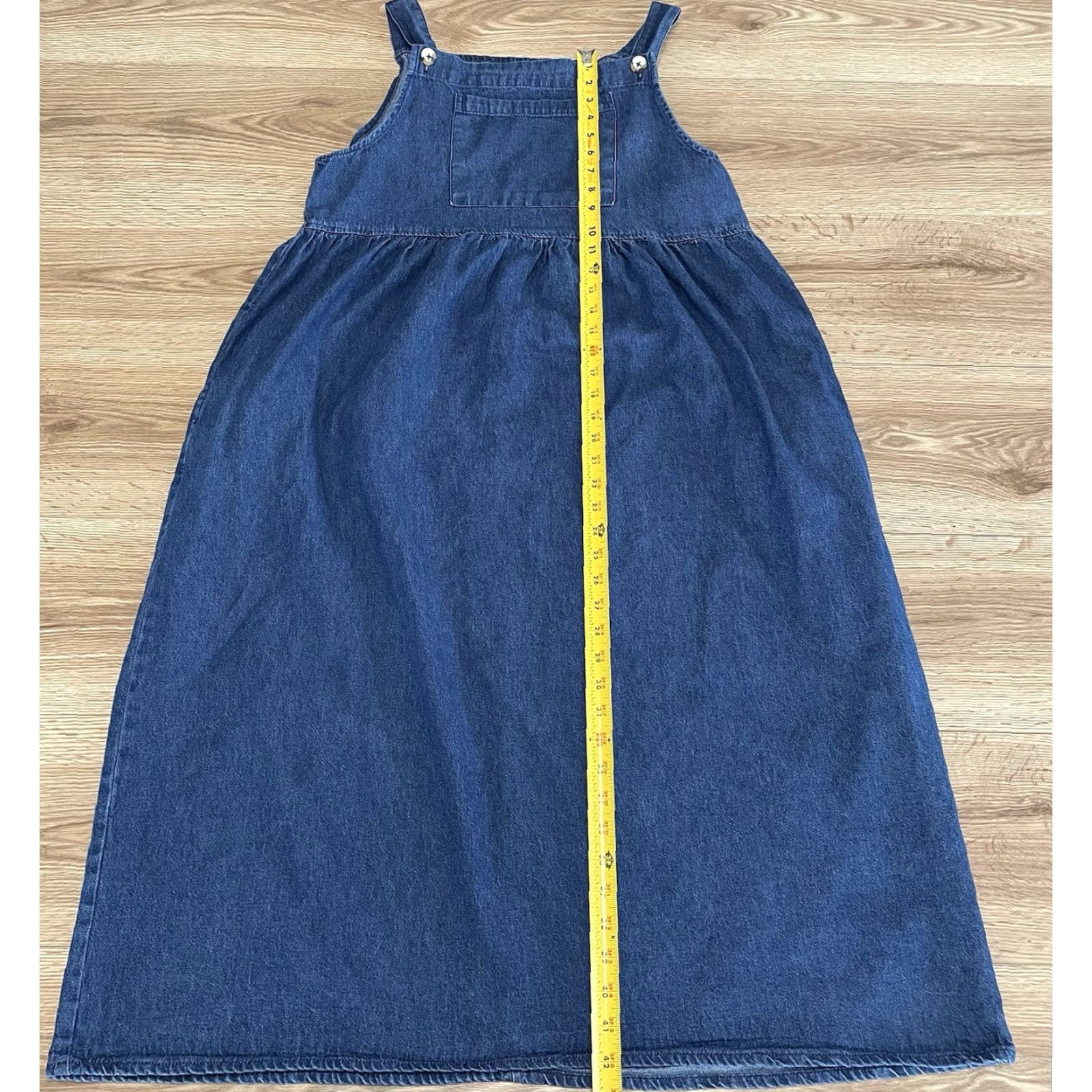 Denime VINTAGE Sunbelt Womens Midi Cotton Dress Sleeveless Pockets Solid Blue Casual Styles Size 32" / US 10 / IT 46 - 2 Thumbnail