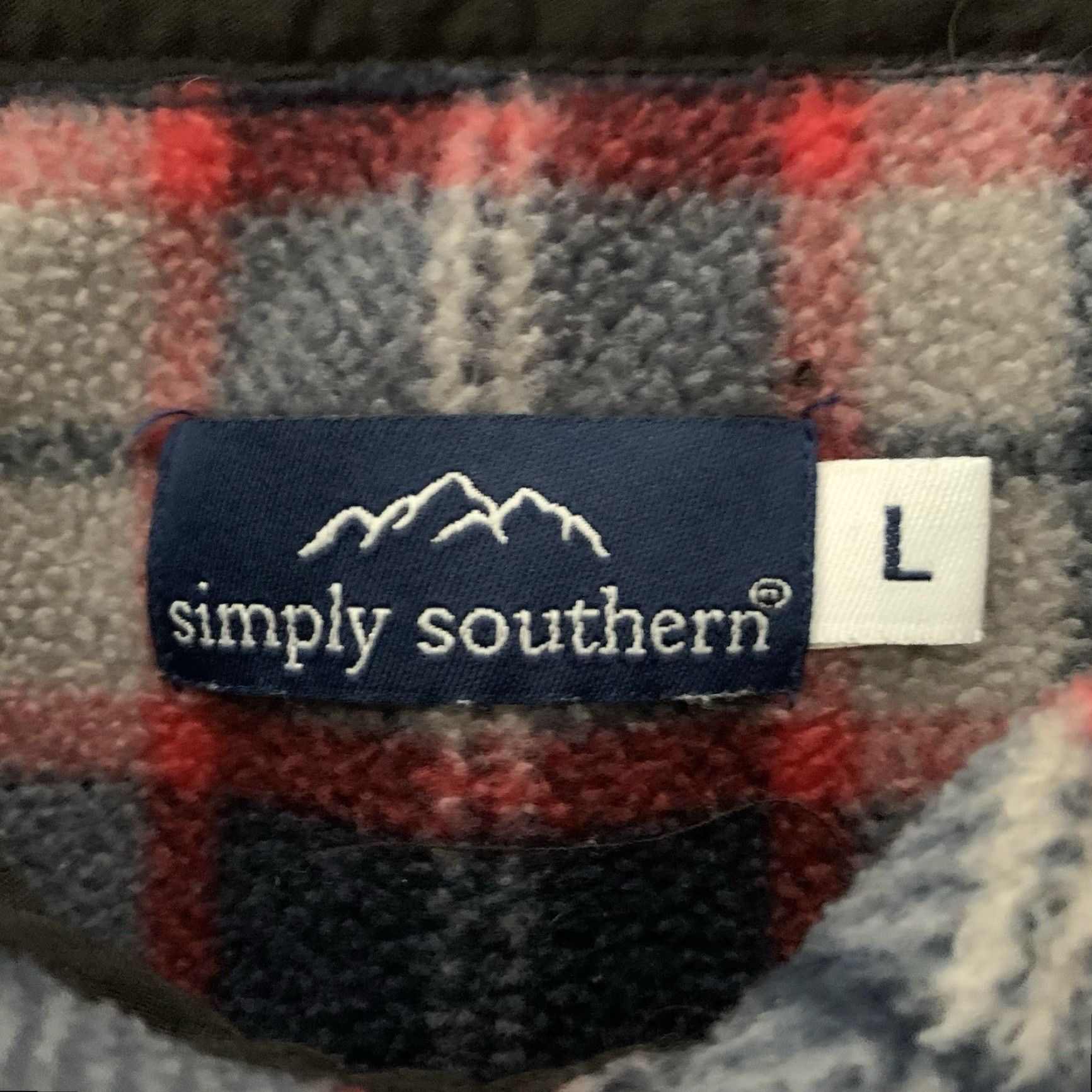 Vintage Simply Southern Fleece Shirt Mens Large Blue Gray Plaid Snap Front Pockets SOFT Size US L / EU 52-54 / 3 - 2 Thumbnail