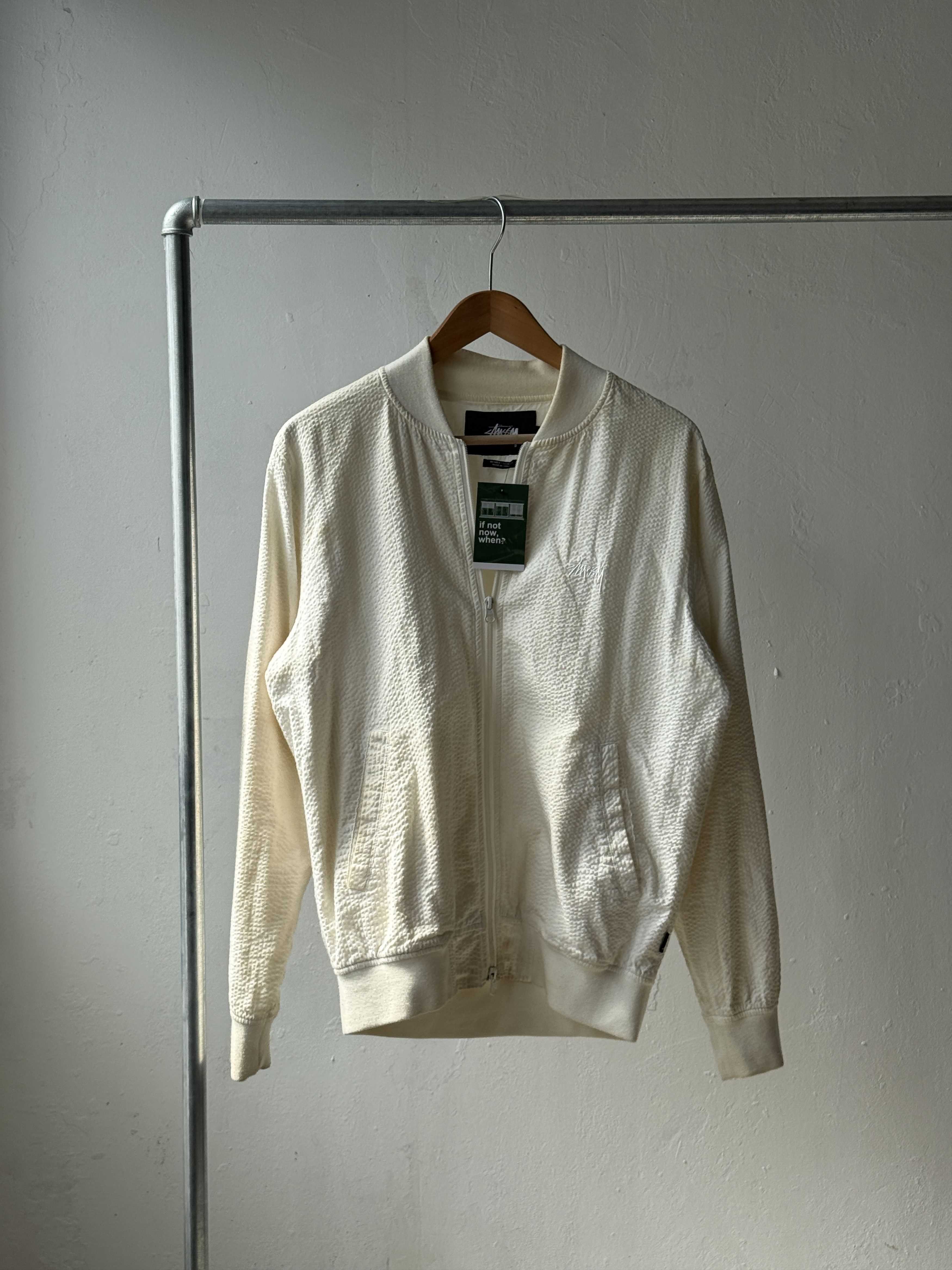 tussy Textured Waffle Knit Bomber/Zip Jacket
