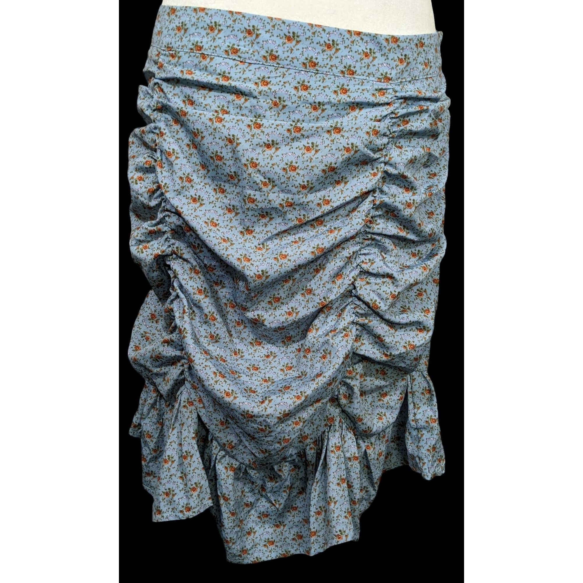 Boohoo Cottagecore Floral Ruched Ruffle Skirt by Boohoo Size 37" - 1 Thumbnail