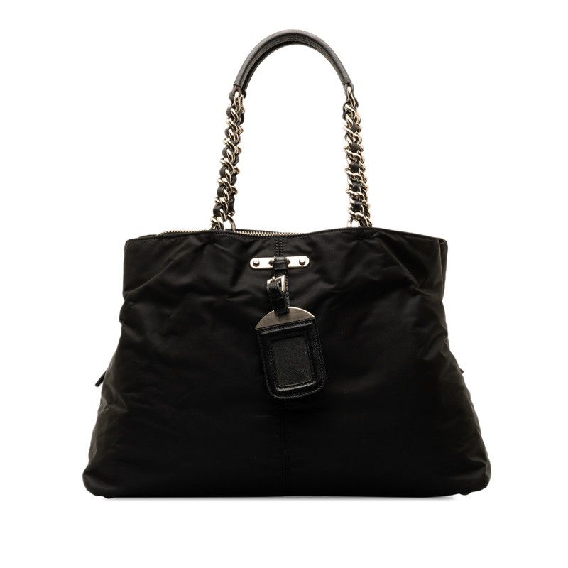 image of Prada Tessuto Chain Shoulder Bag in Black, Women's
