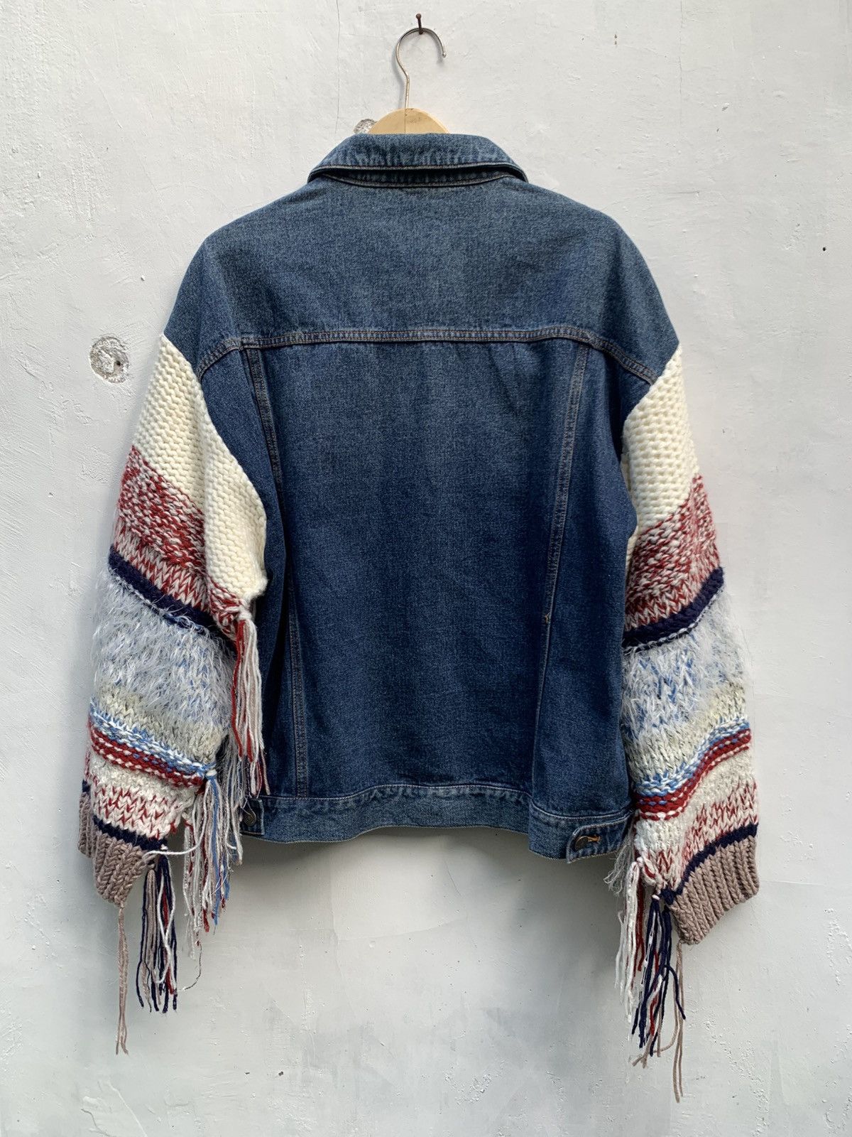Aran Isles Knitwear Zara denim jacket with knit sleeves oversized jacket Size M / US 6-8 / IT 42-44 - 4 Thumbnail