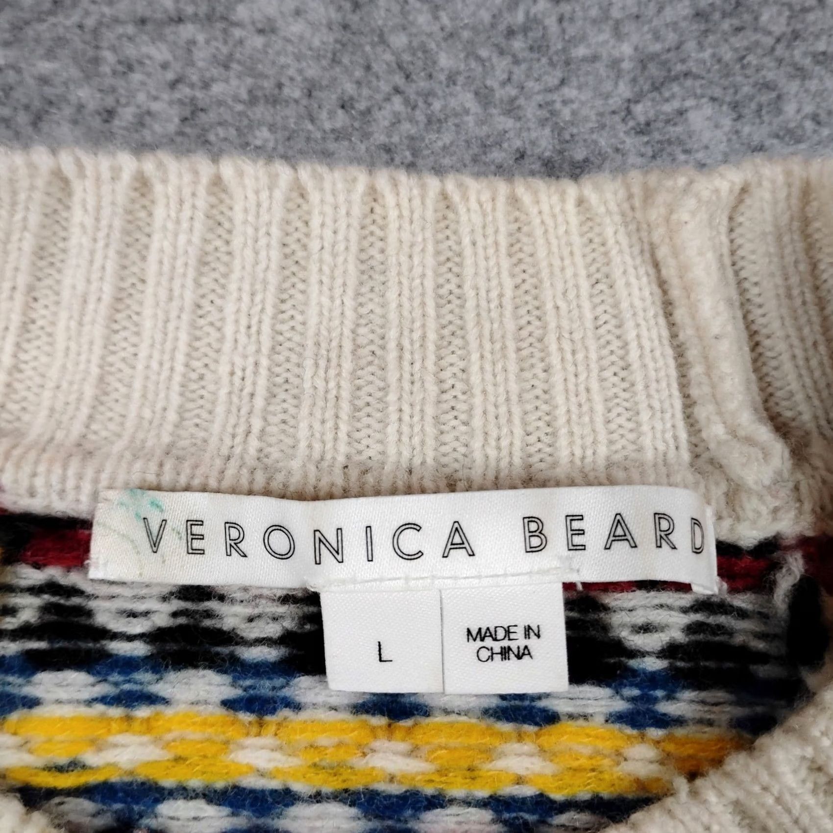 Veronica Beard Veronica Beard Ivory Fair Isle Cable Knit Cropped Sweater L Size L / US 10 / IT 46 - 2 Thumbnail