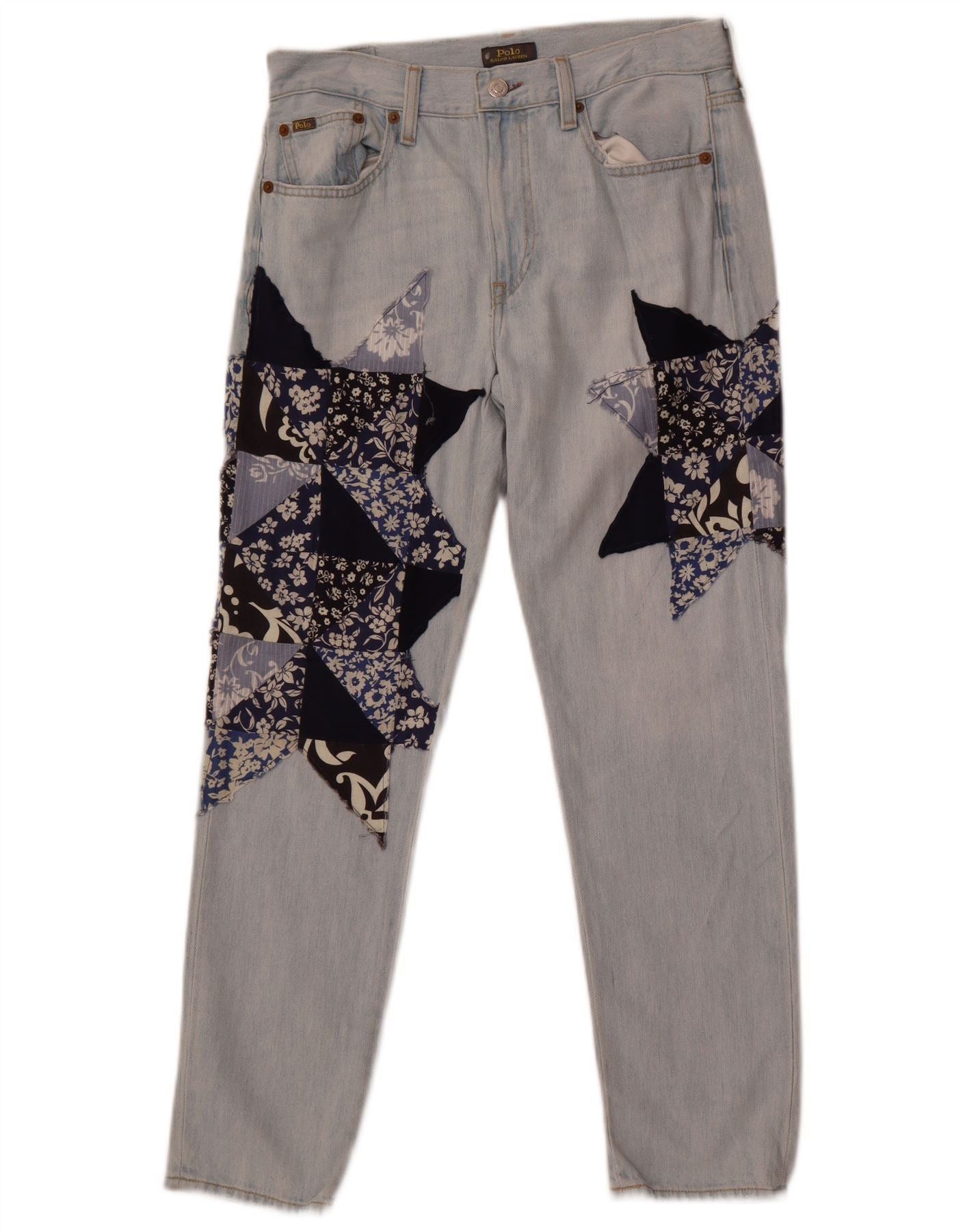Polo Ralph Lauren Womens Slim Jeans W26 L28 Blue Patchwork Cotton Size 42" / US 20 - 1 Thumbnail