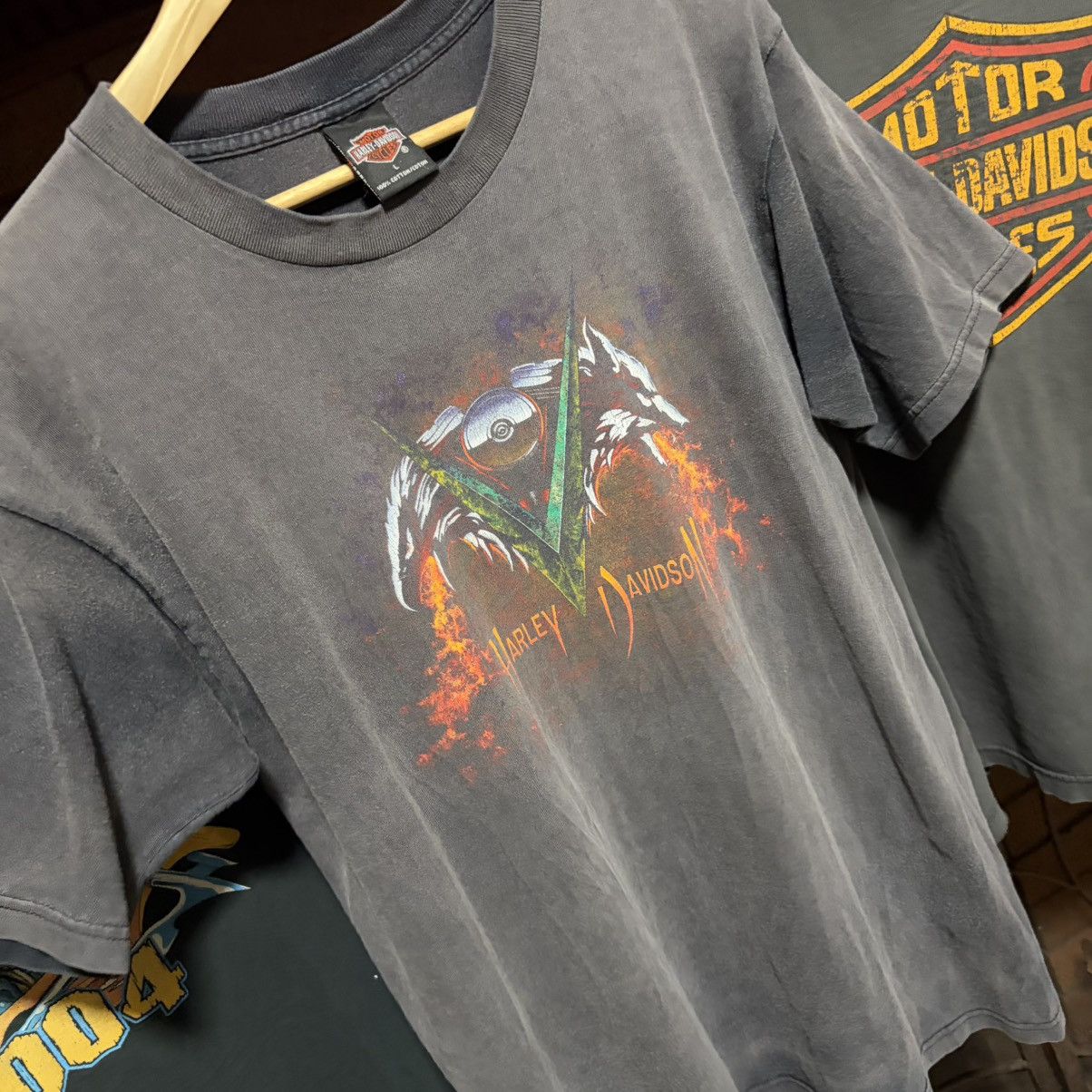 Harley Davidson vintage y2k smoked out sun faded harley davidson flame tee Size US L / EU 52-54 / 3 - 2 Thumbnail