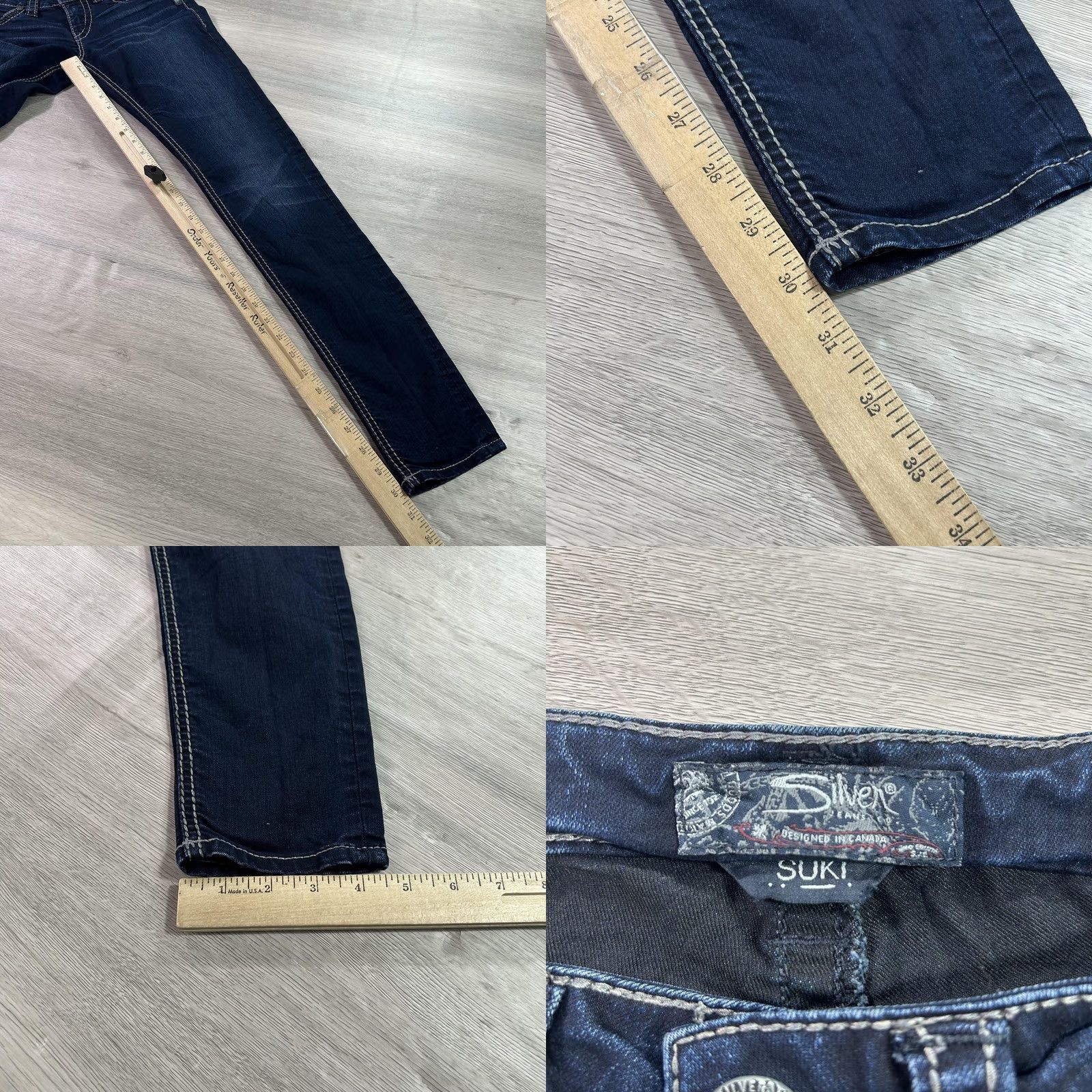 Vintage Silver Jeans Suki Mid Super Skinny Womens 26x31 Dark Wash Stretch Denim Jeans Size 26" / US 2 / IT 38 - 8 Thumbnail