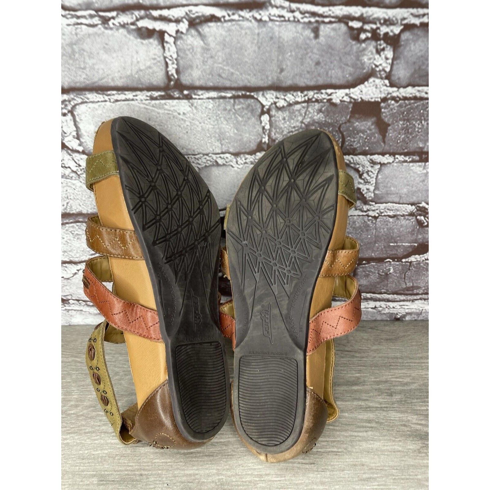 Other Earth Kalso Empire Bat Brown Leather Green Ankle Strap Wedge Size US 7.5 / IT 37.5 - 11 Thumbnail