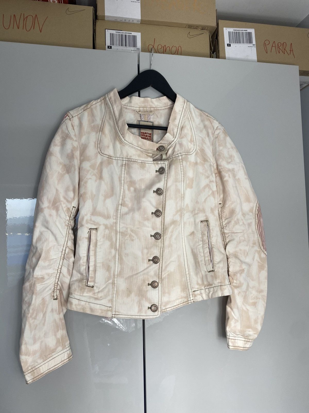 archive Marithe Francois Girbaud asymetric denim dyed jacket