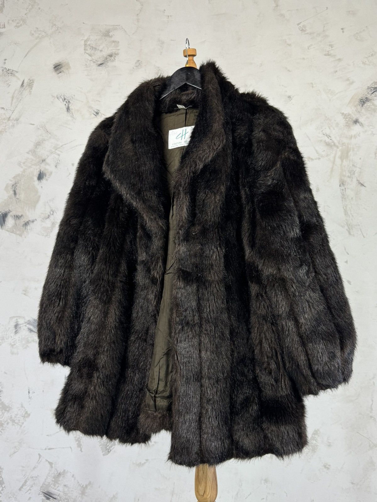 Vintage Couture Helene Faux Fur Coat Size M L UK 18 US 16